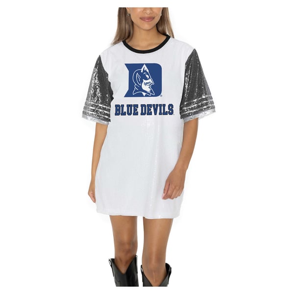 duke jersey dress Women's Gameday Couture White Blue Devils Full Sequin animal-leopard