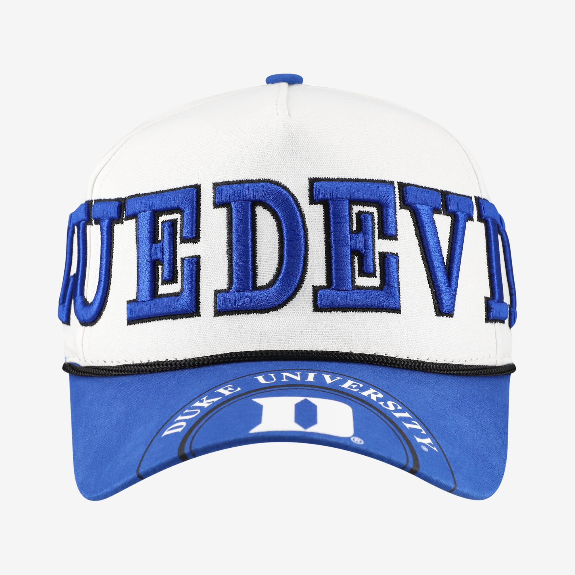Casquette ajustable à cinq panneaux pour femmes, modèle Duke Blue Devils, blanche/royale, avec cordon de serrage.