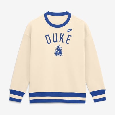  Duke Blue Devils Nike Women's Oversized Legacy Arch Phoenix Sweatshirt - Natural