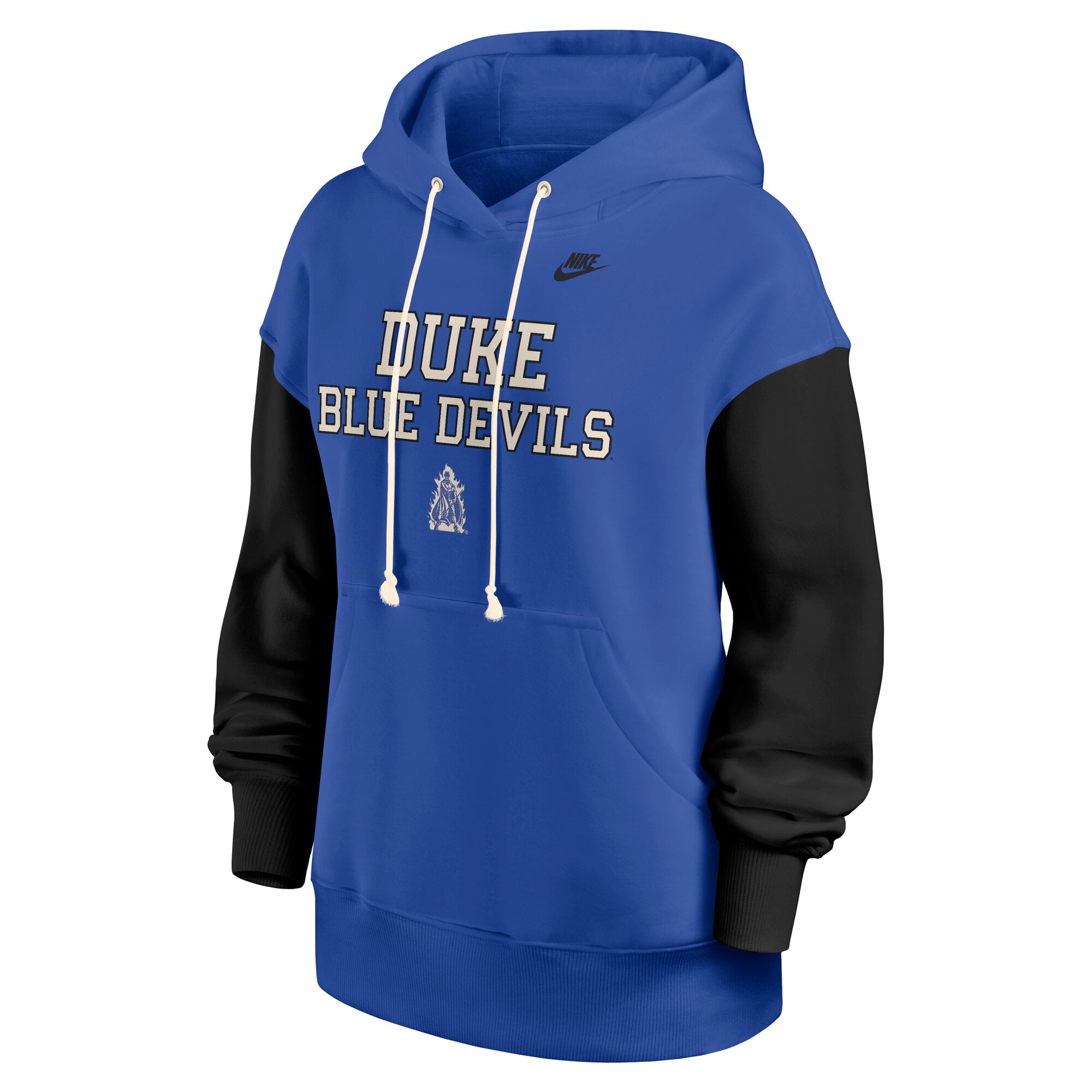 Sweat à capuche oversize Nike Duke Blue Devils Legacy Phoenix pour femme, bleu royal et noir
