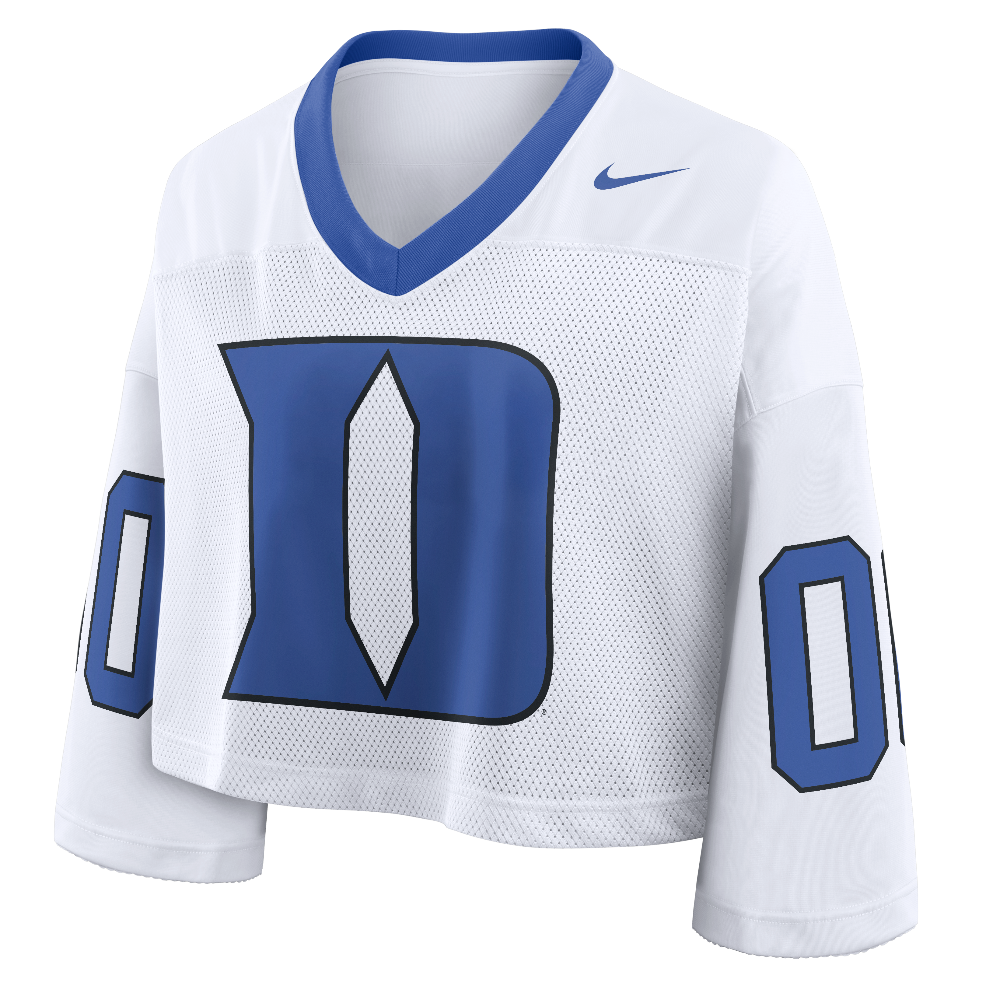 Women's Nike White Duke Blue Devils Oversized Logo Cropped Fashion Jersey