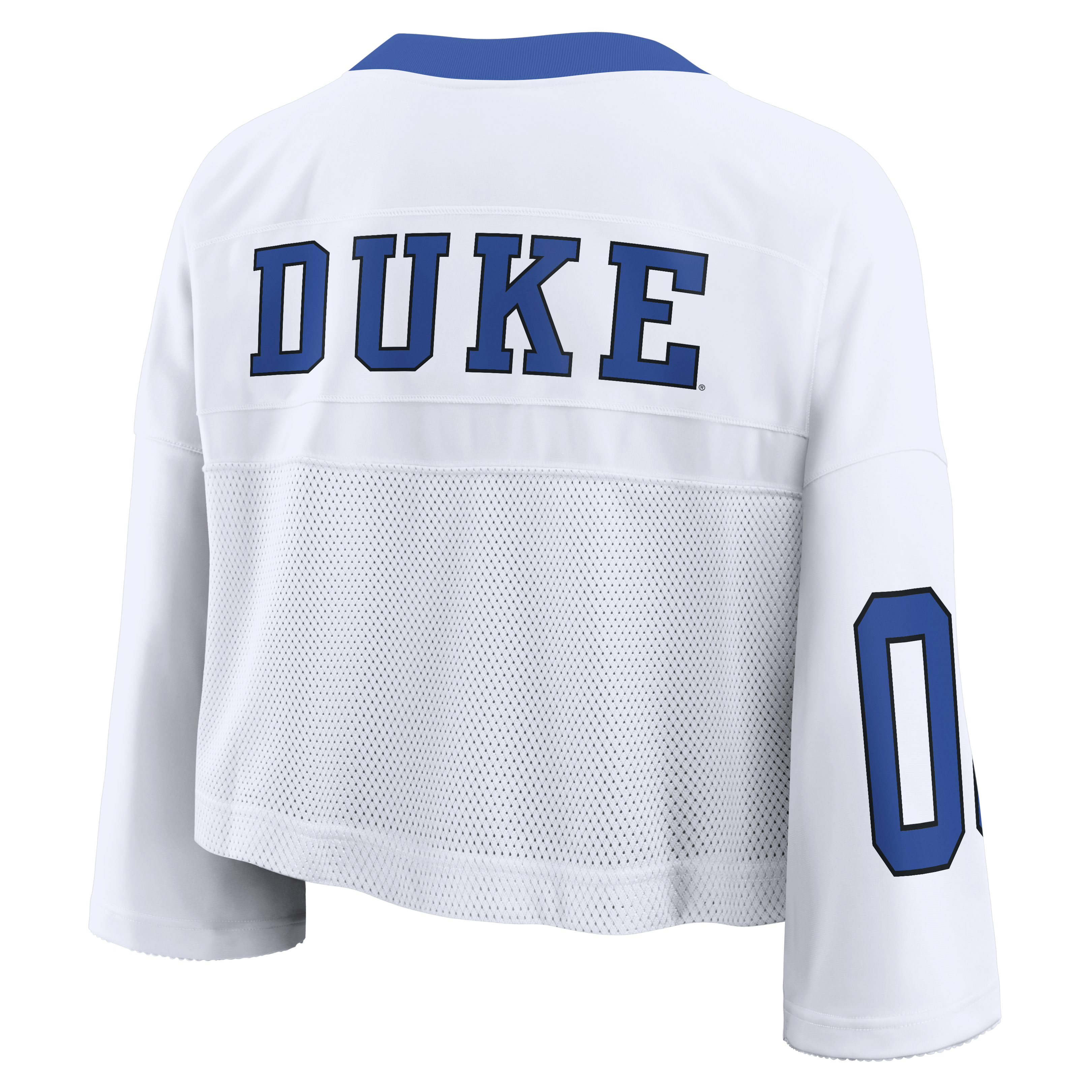 Women's Nike White Duke Blue Devils Oversized Logo Cropped Fashion Jersey