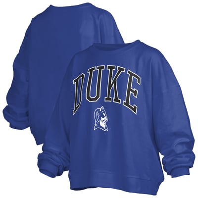 Duke Blue Devils Pressbox Women's Oversized Janise Arch Over Logo Fleece Sweatshirt - Royal