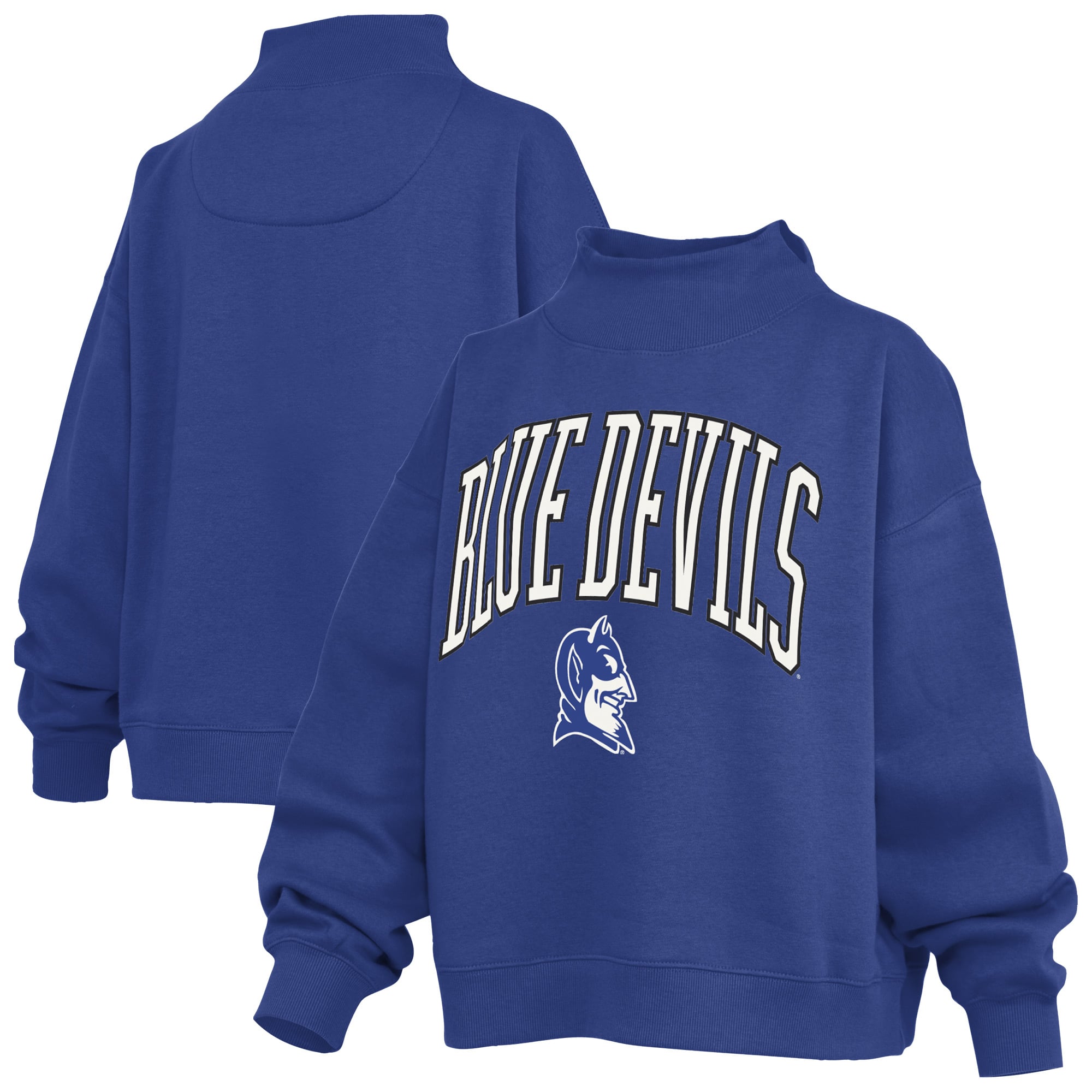 Sweat-shirt à col montant oversize en polaire avec slogan « Royal Duke Blue Devils » pour femme de Pressbox