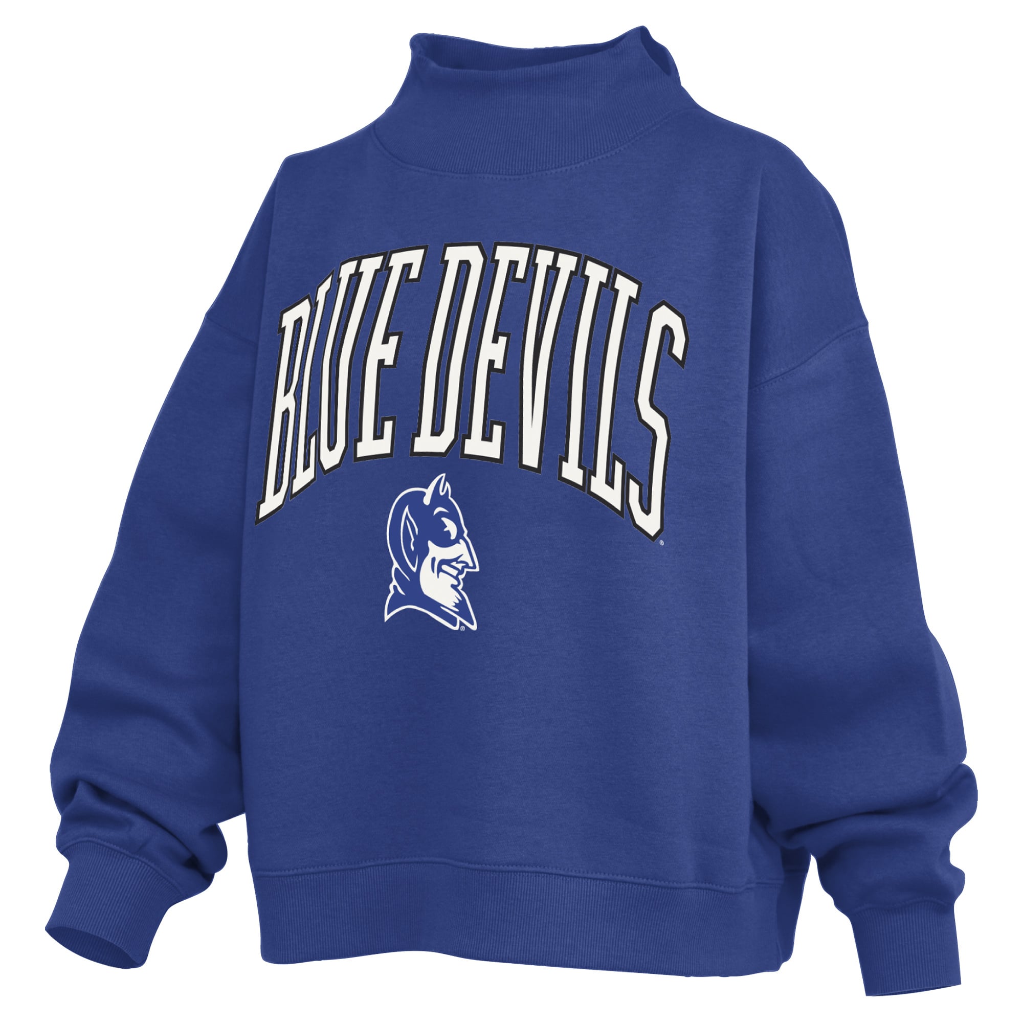 Sweat-shirt à col montant oversize en polaire avec slogan « Royal Duke Blue Devils » pour femme de Pressbox