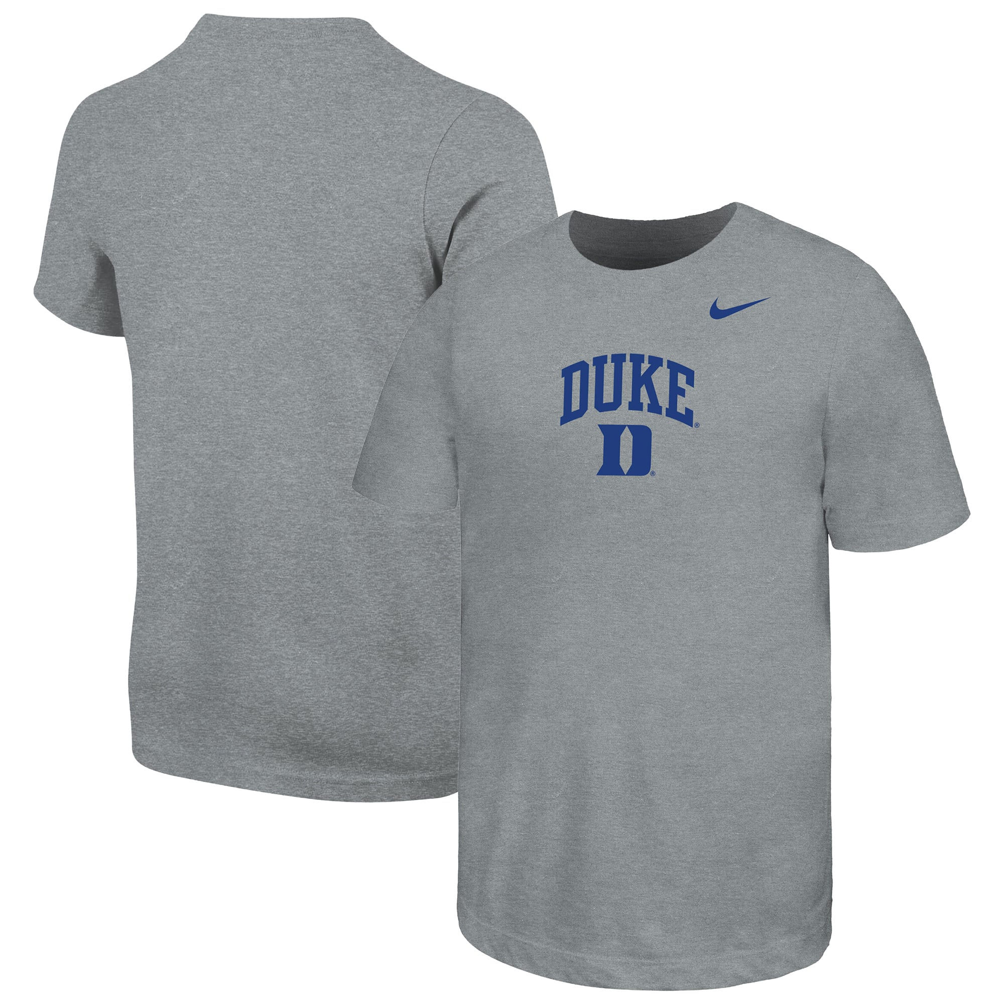 Youth Nike  Gray Duke Blue Devils Arched Name Drop T-Shirt