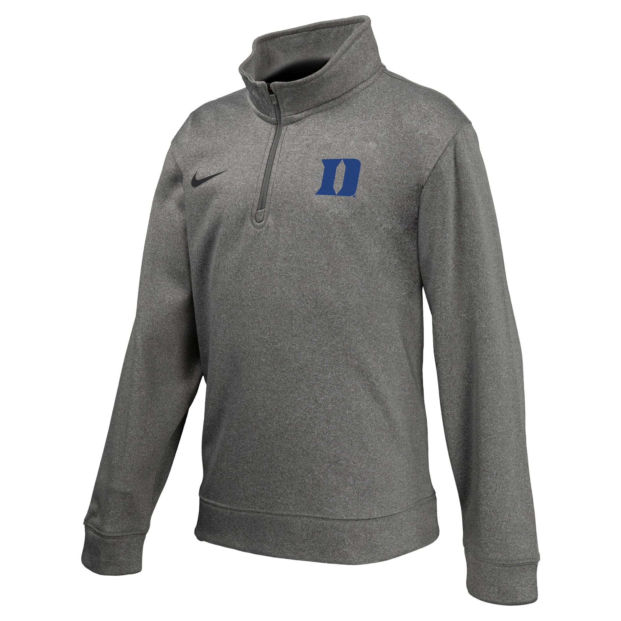 Youth Nike Gray Duke Blue Devils Therma-FIT Quarter-Zip Pullover
