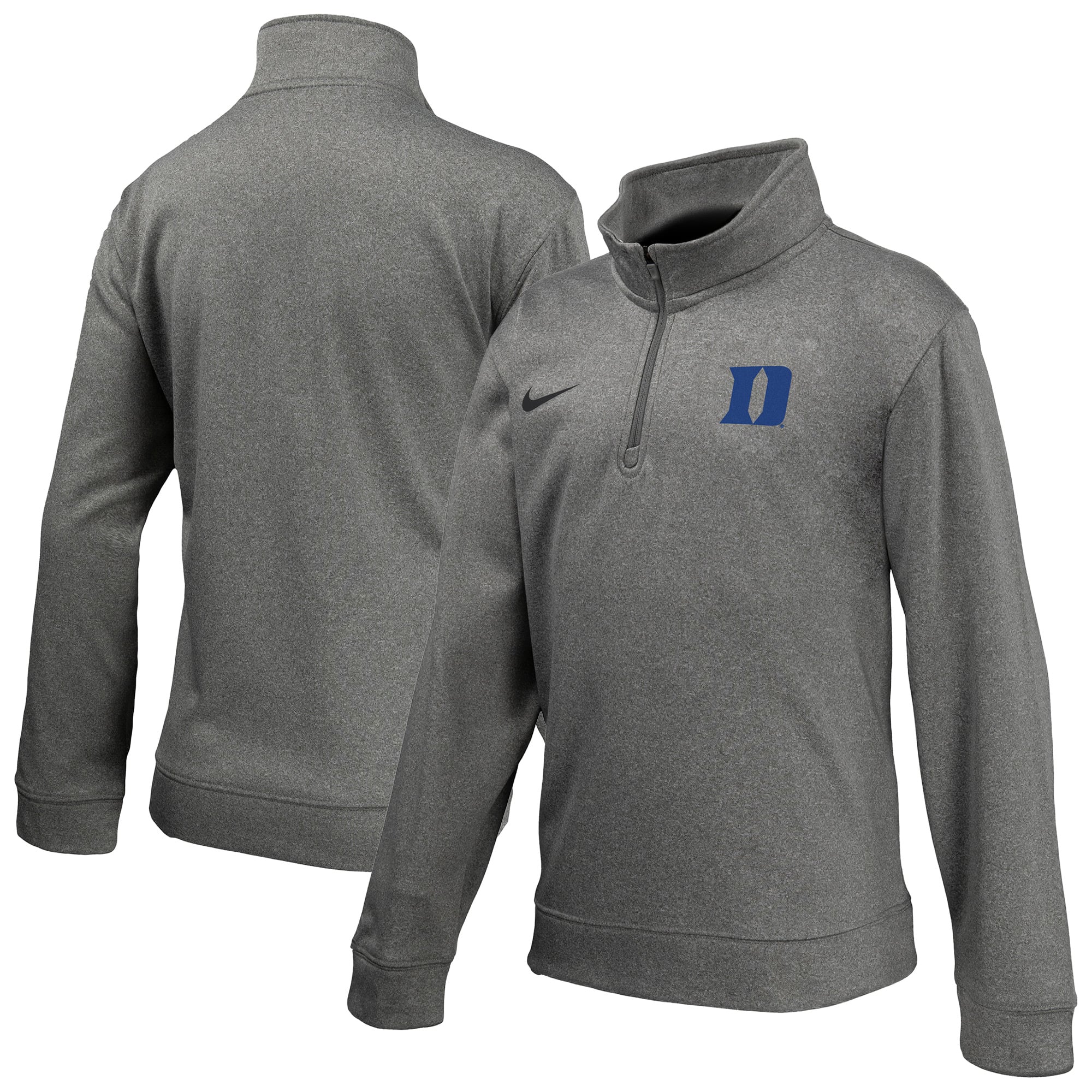 Youth Nike Gray Duke Blue Devils Therma-FIT Quarter-Zip Pullover