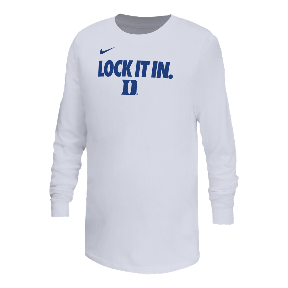 Youth Nike White Duke Blue Devils On-Court Bench Legend Dri-FIT Long ...