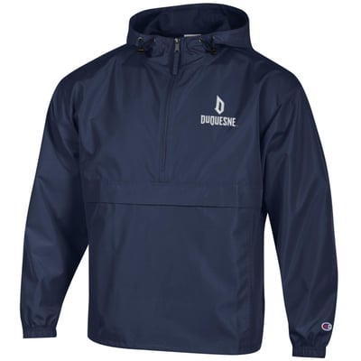 Duquesne Dukes Champion Packable Half-Zip Hooded Jacket - Navy
