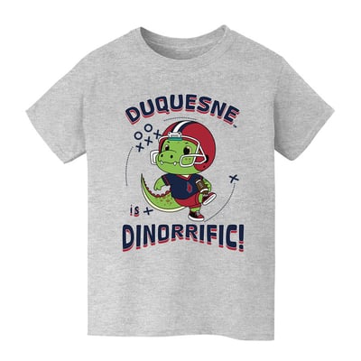 Duquesne Dukes Vive La Fete Youth Dinorrific T-Shirt - Gray