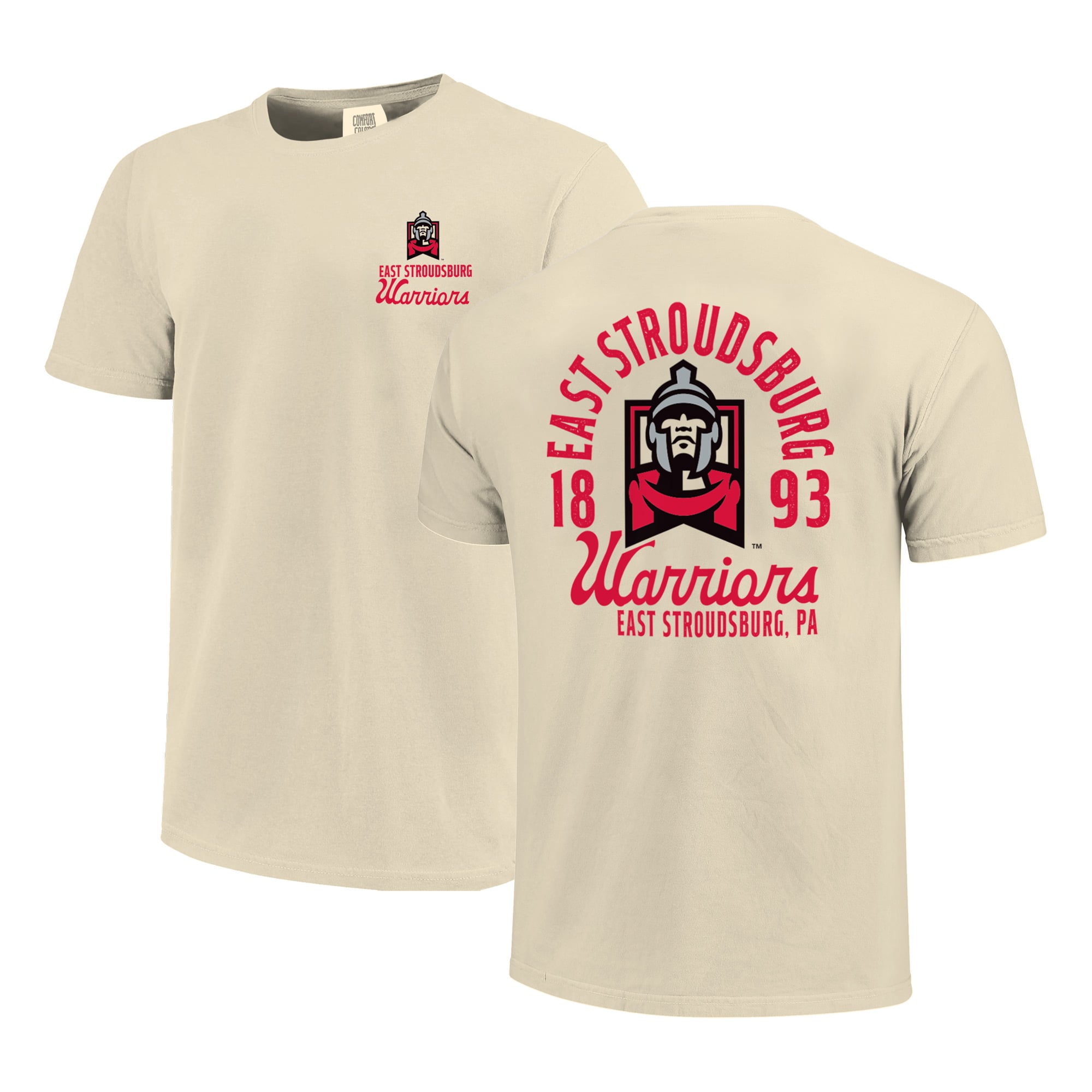 T-shirt crème pour homme avec logo mascotte des East Stroudsburg Warriors