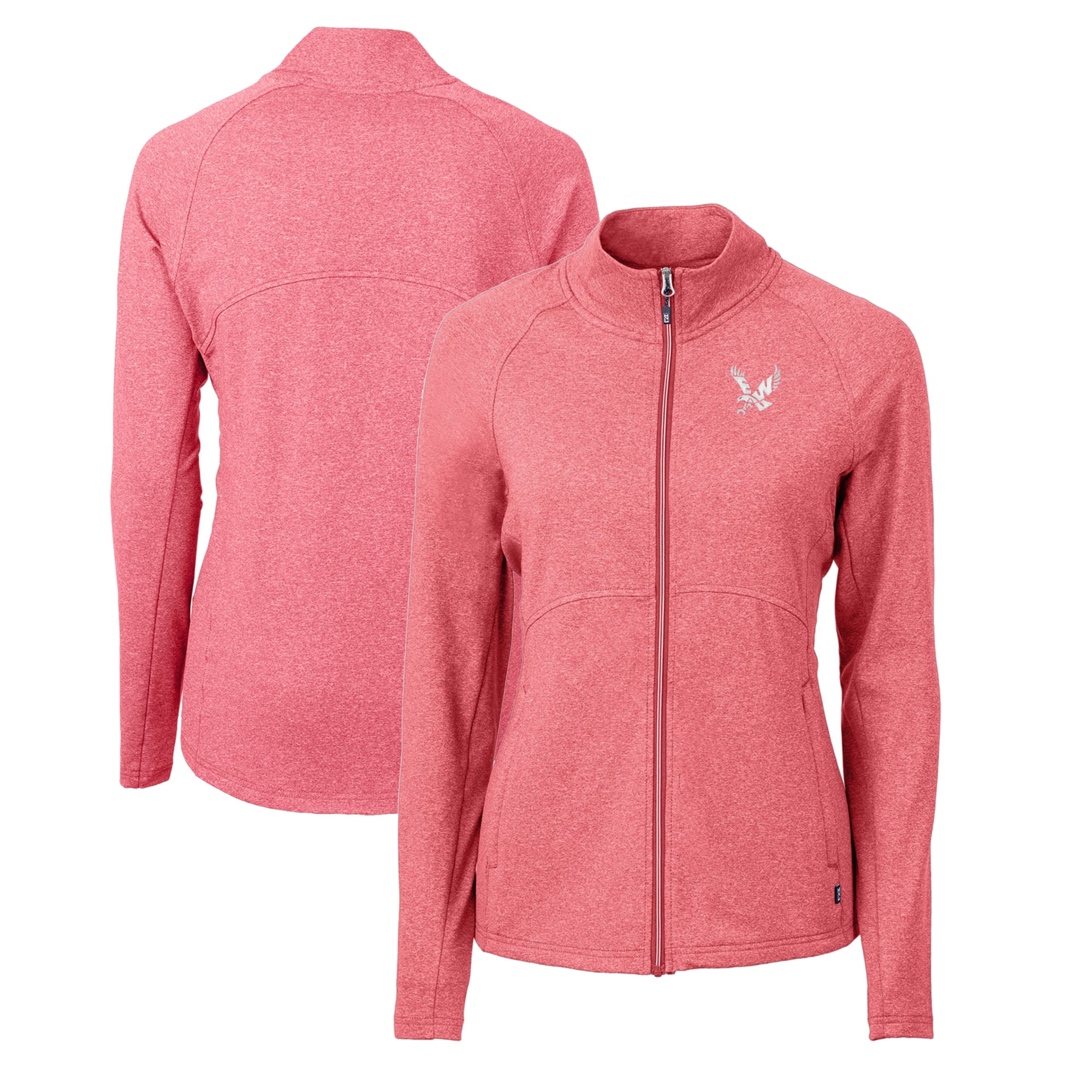 Women's Cutter & Buck  Heather Red Eastern Washington Eagles Adapt Eco Knit Recycled Full-Zip Jacket
