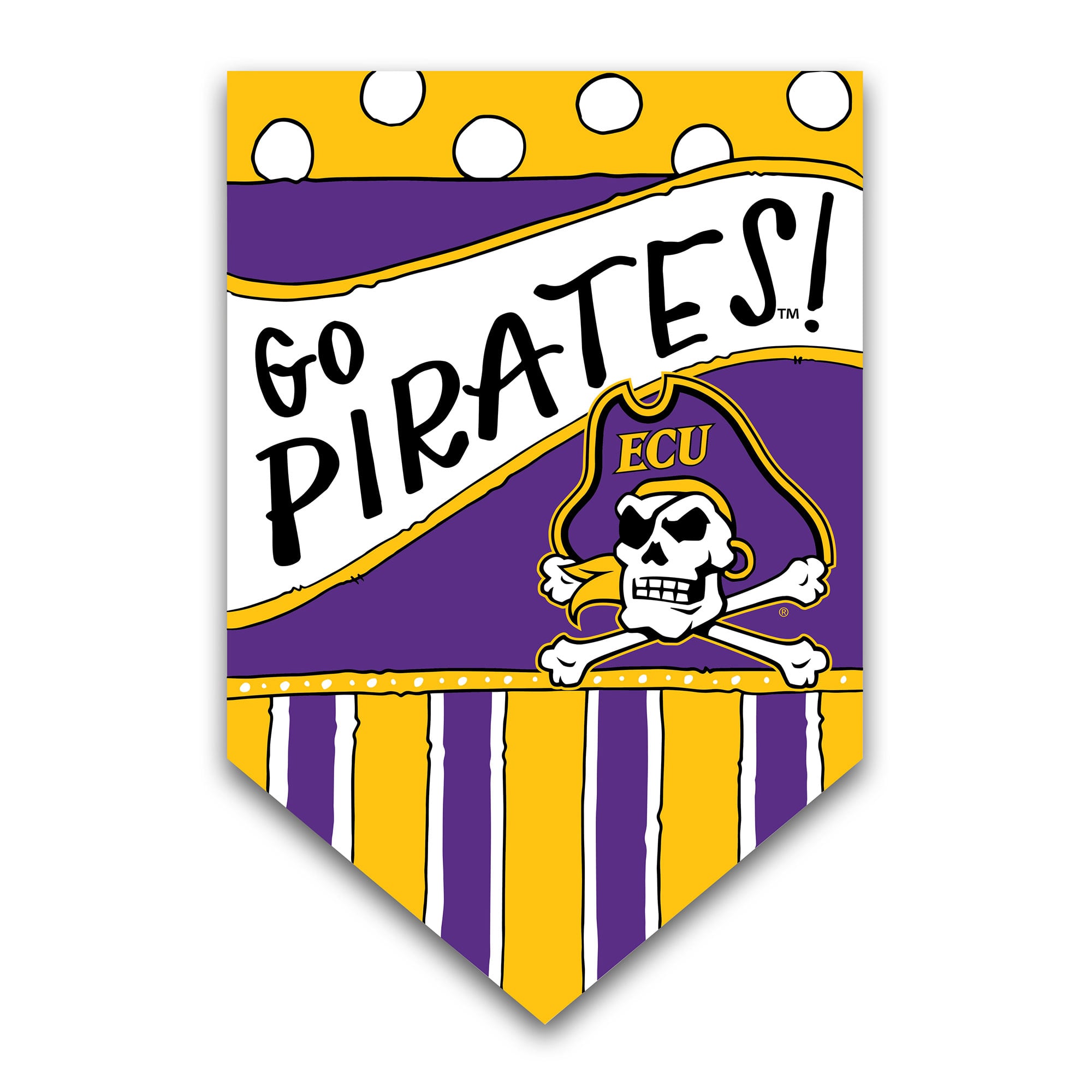 Drapeau double face ECU Pirates 12'' x 18'' à pois et rayures