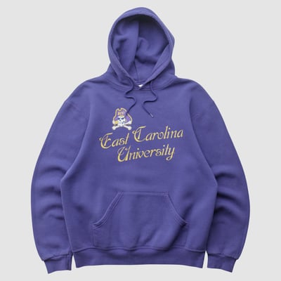 ECU Pirates Soffe 2000s Hooded Pullover Sweatshirt - Purple - S by Fanatics Real Vintage