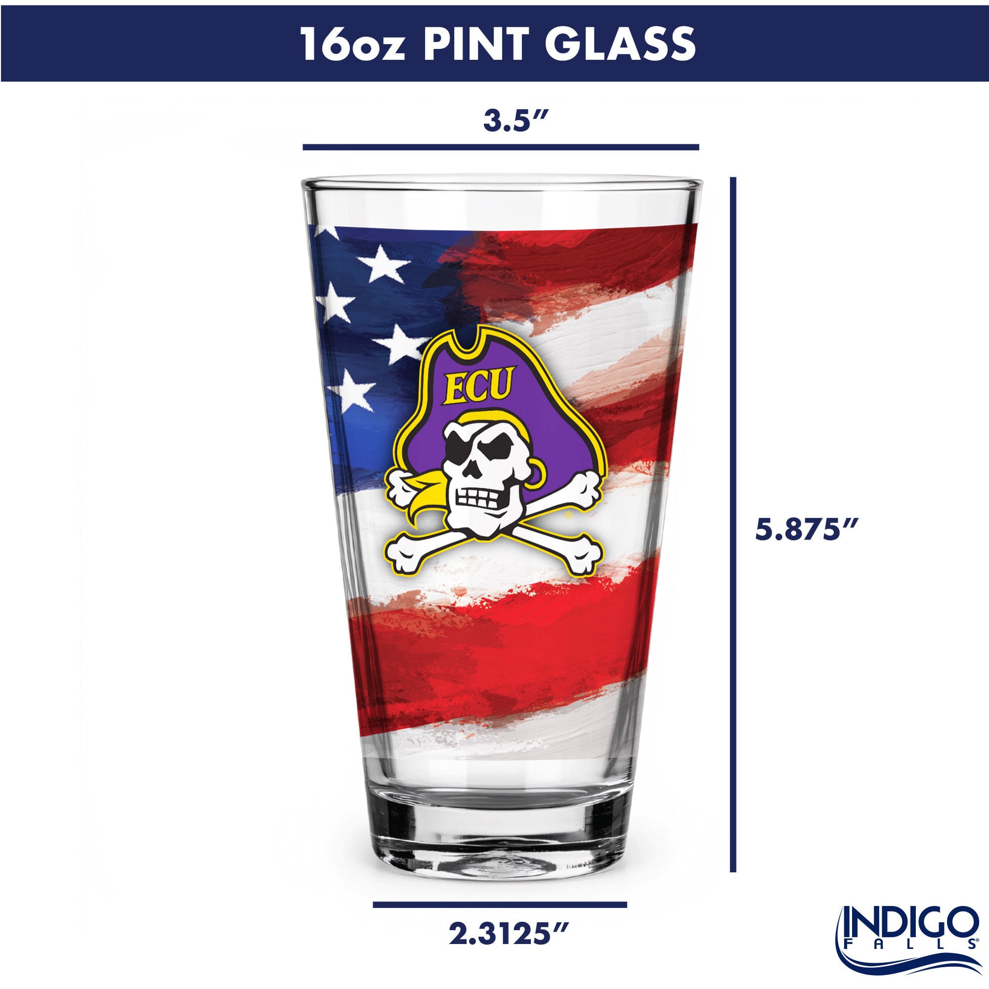 ECU Pirates Two-Pack 16oz. Americana Pint Glass Set