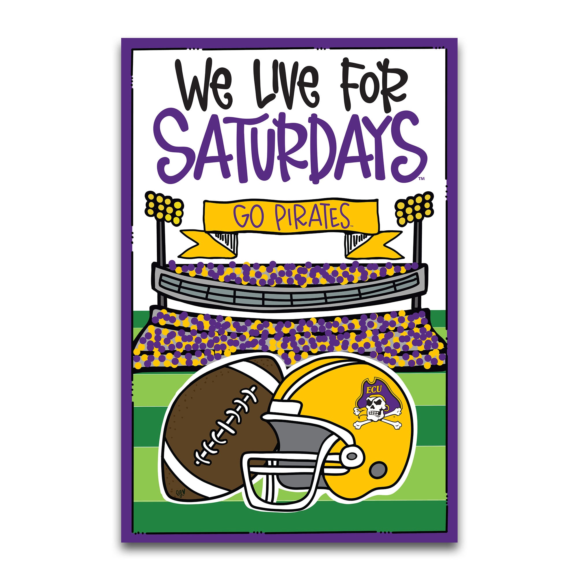 Drapeau de jardin ECU Pirates « We Live For Saturdays » (30 x 45 cm)