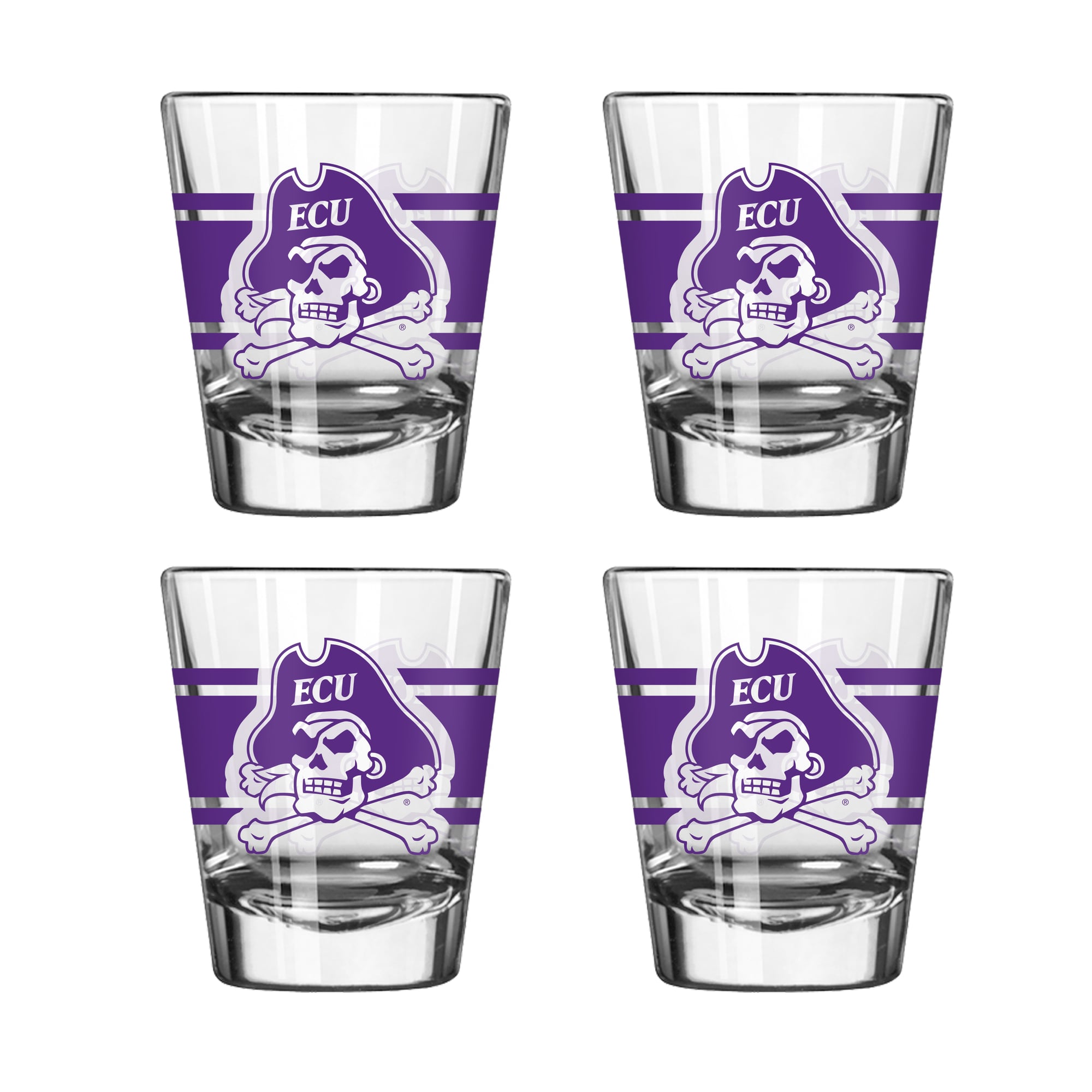 Logo Brands ECU Pirates Four-Piece Stripe Shot Glass Set