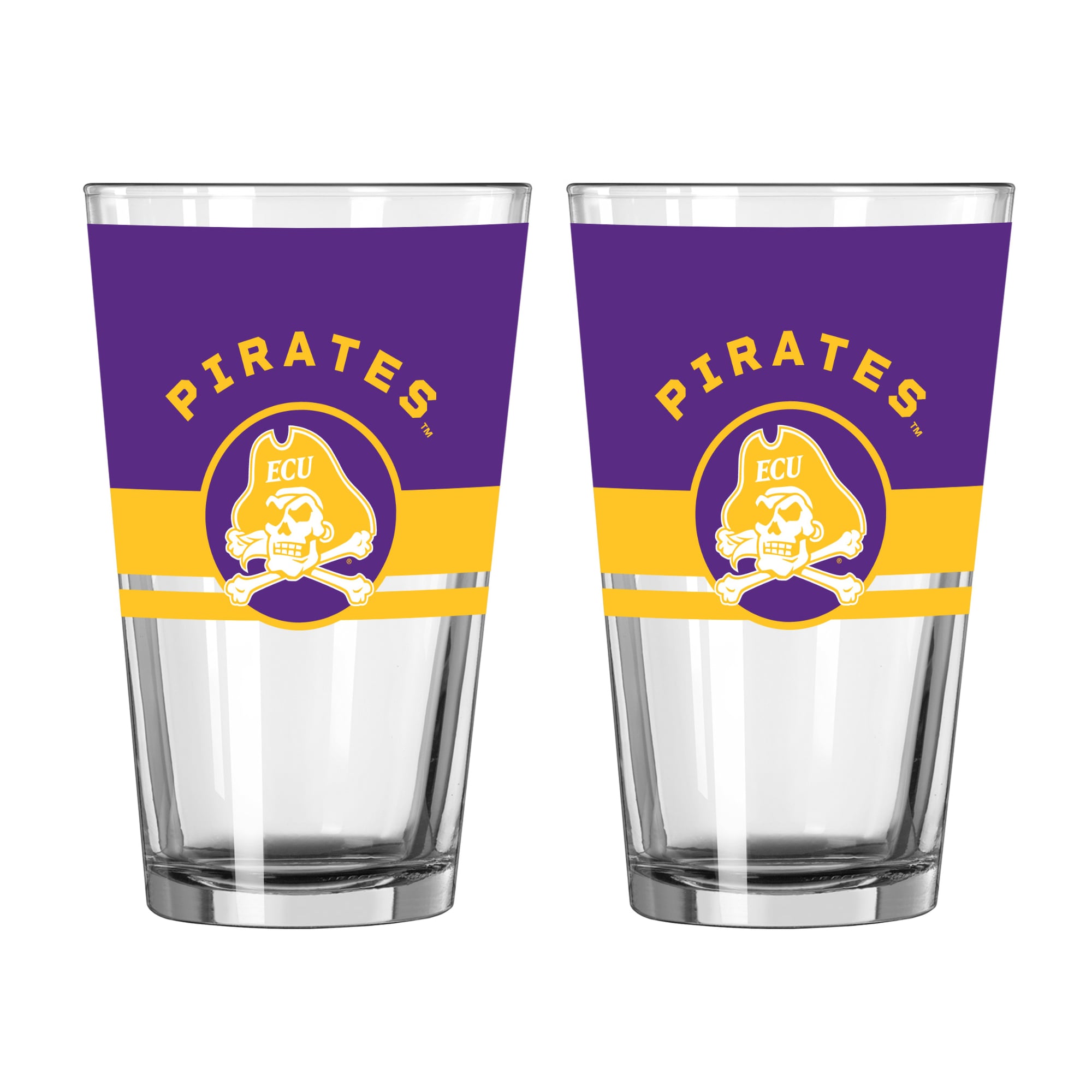 Logo Brands ECU Pirates Two-Piece 16oz. Horizon Pint Glass Set