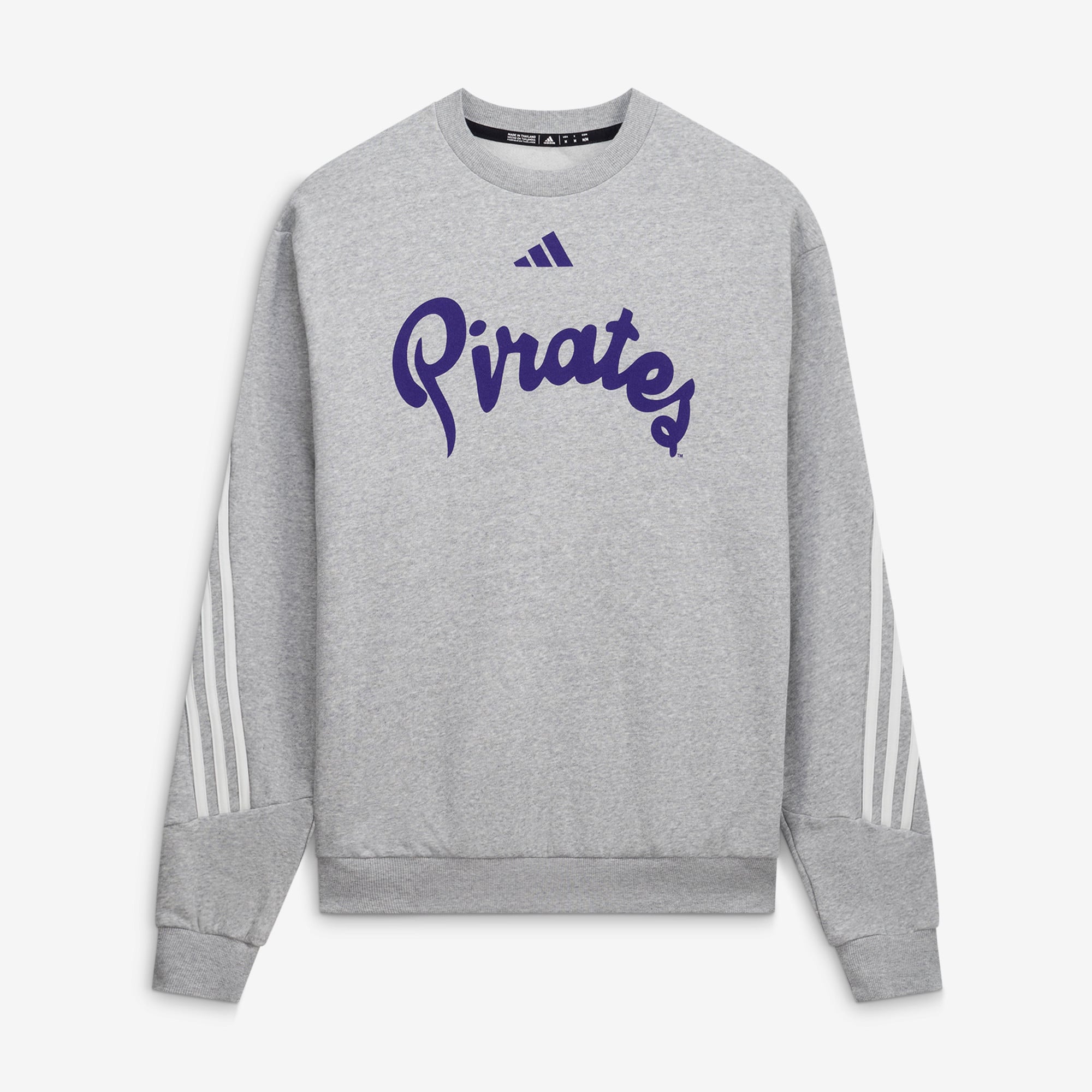 Sweat-shirt adidas ECU Pirates à trois bandes gris chiné pour homme