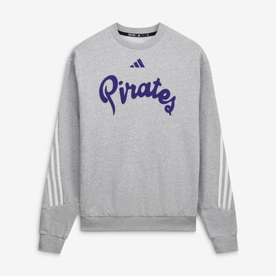  ECU Pirates adidas Three-Stripe Sweatshirt - Heather Gray