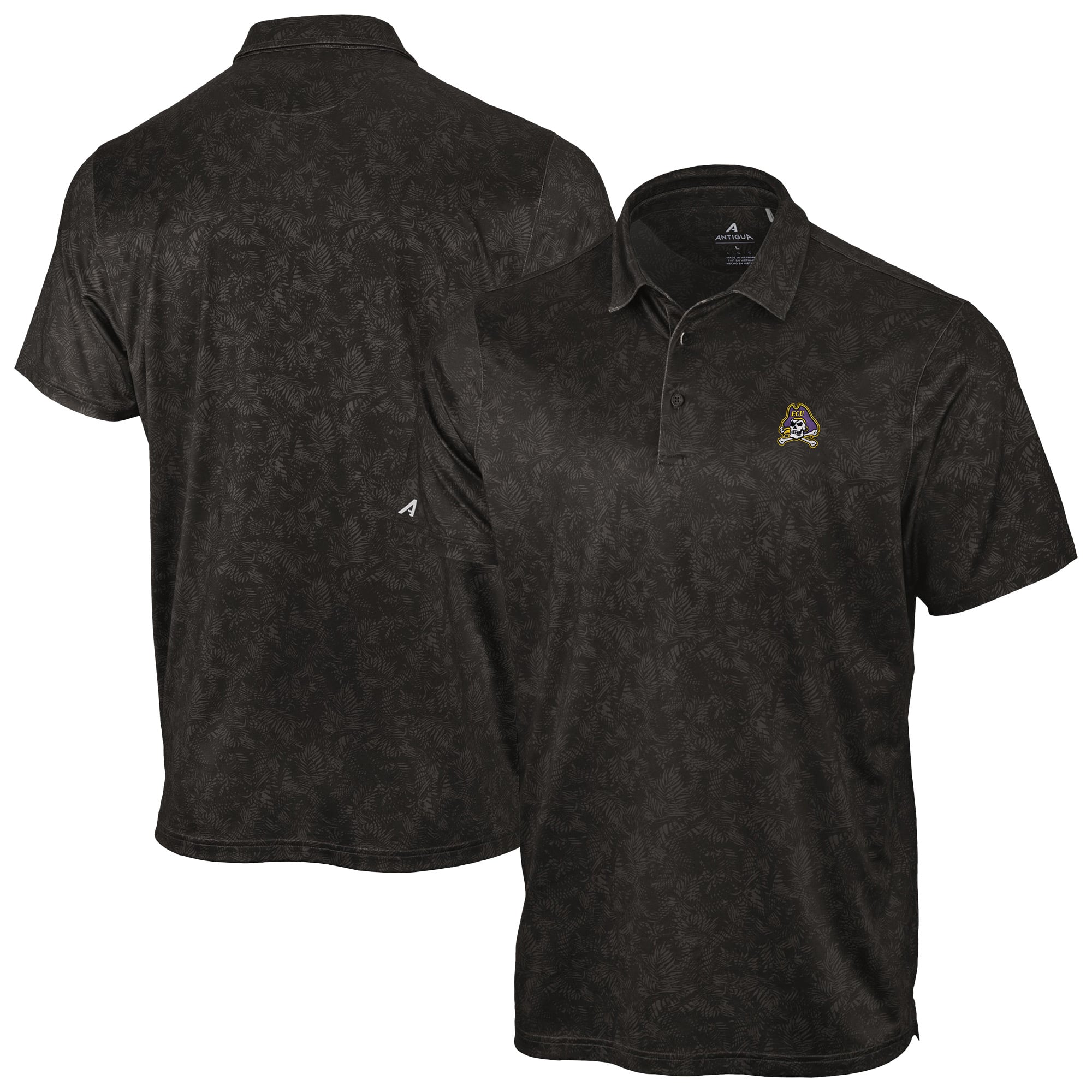 Men's Antigua Black ECU Pirates Lush Polo