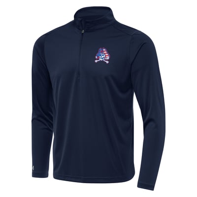 ECU Pirates Antigua Patriotic Logo Tribute Quarter-Zip Pullover - Navy
