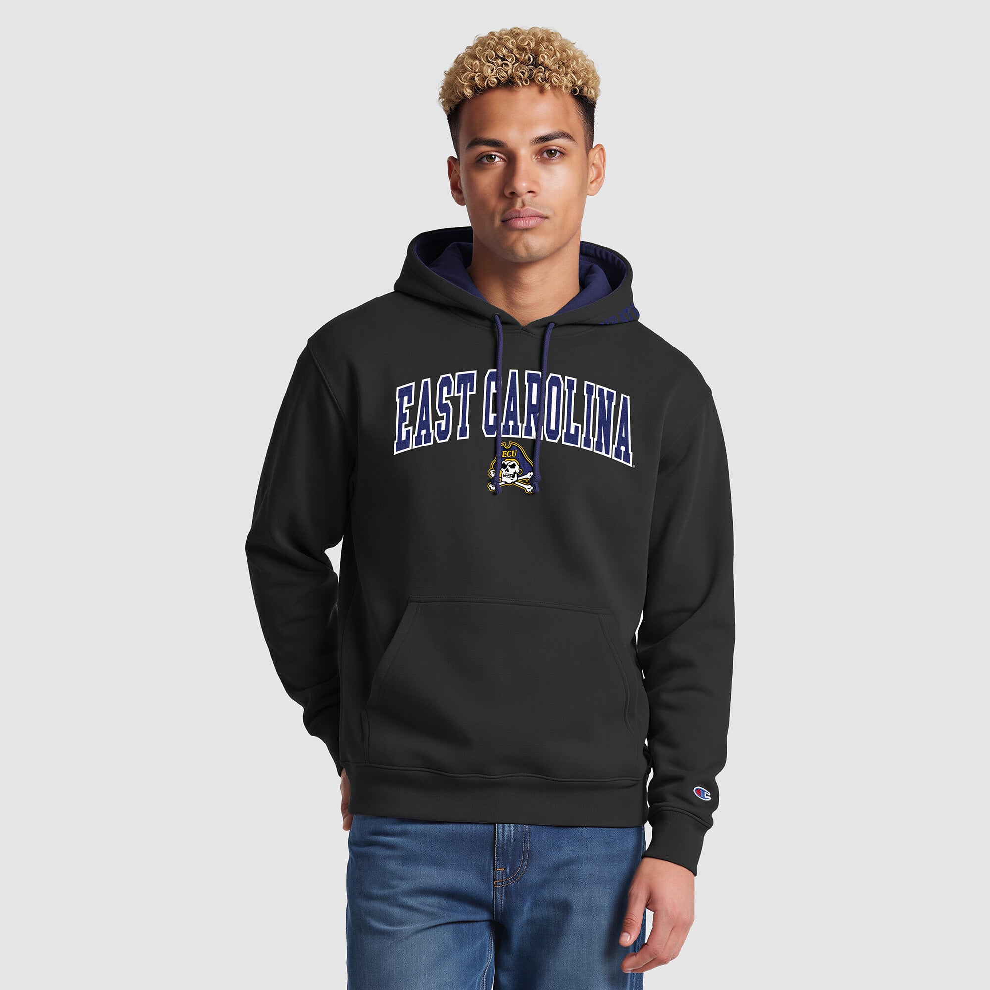 Sweat à capuche contrasté Champion noir/violet ECU Pirates pour homme