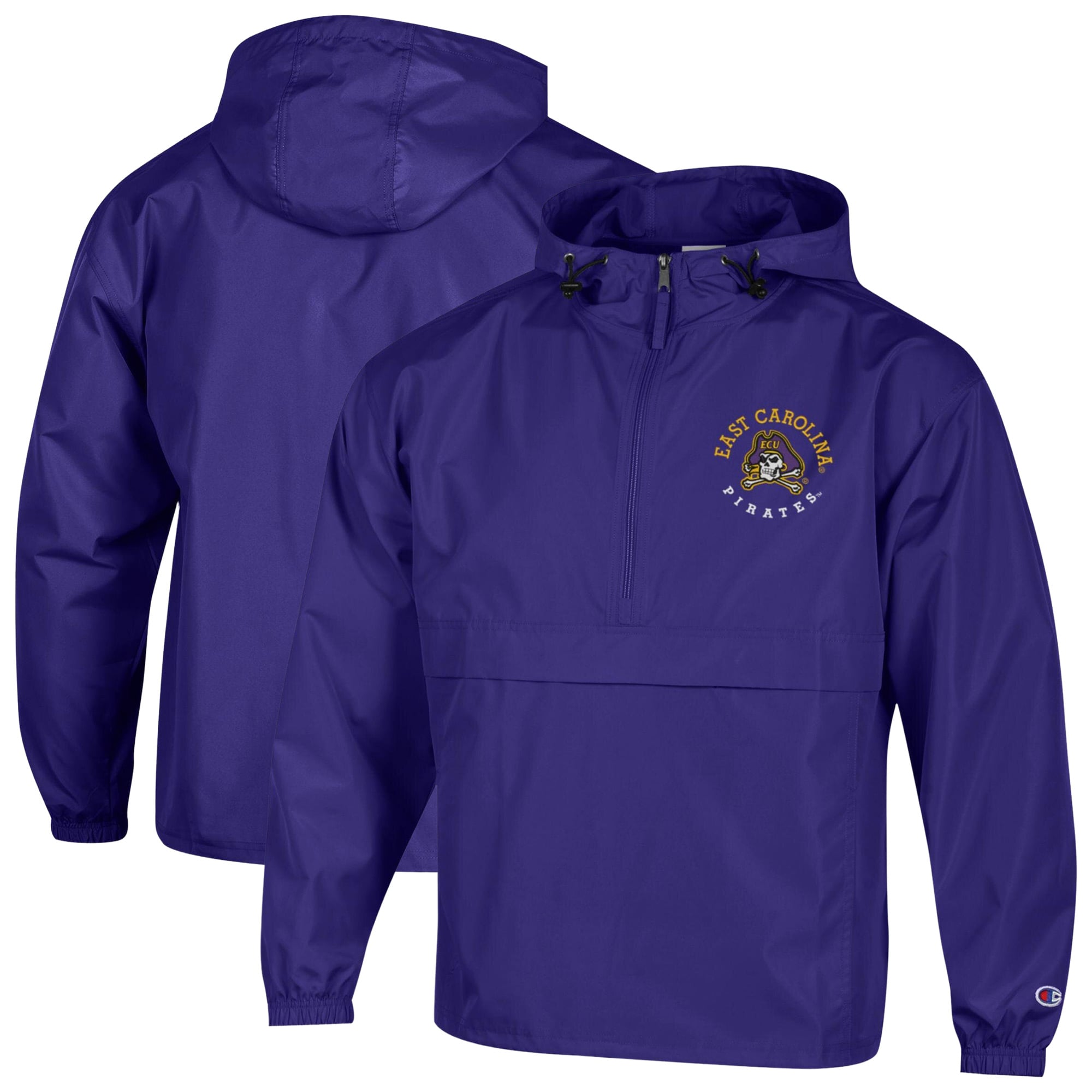Veste à capuche zippée demi-zip pliable Champion pour homme, violette, brodée ECU Pirates