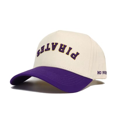 ECU Pirates No Rivals Unisex Upside Down Classic Colors Adjustable Hat - Natural/Purple