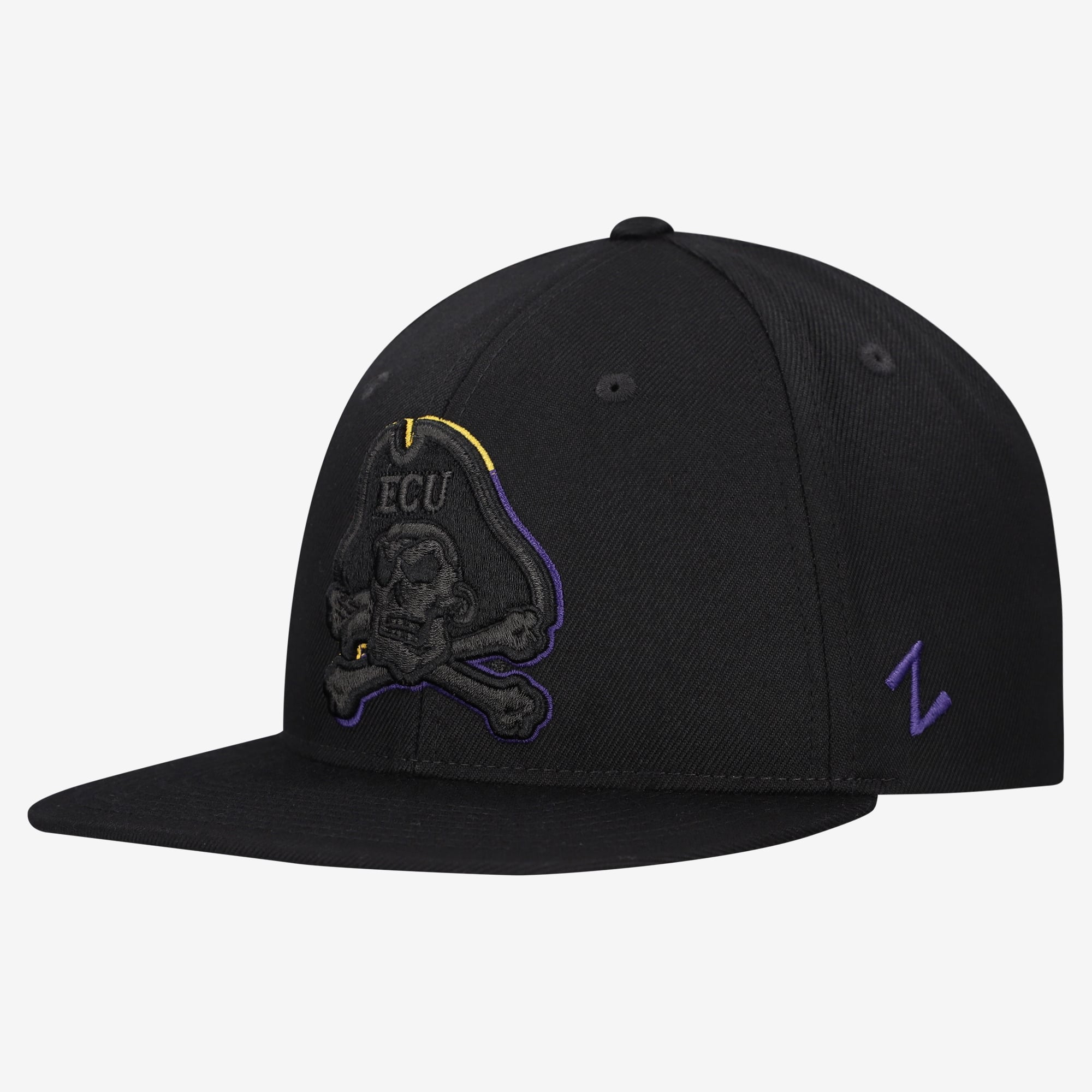Casquette unisexe Zephyr Black ECU Pirates Slice 3D Z11 Snapback