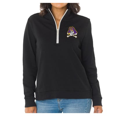 ECU Pirates Flying Colors Apparel Women's Quinn Quarter-Zip Fleece - Black
