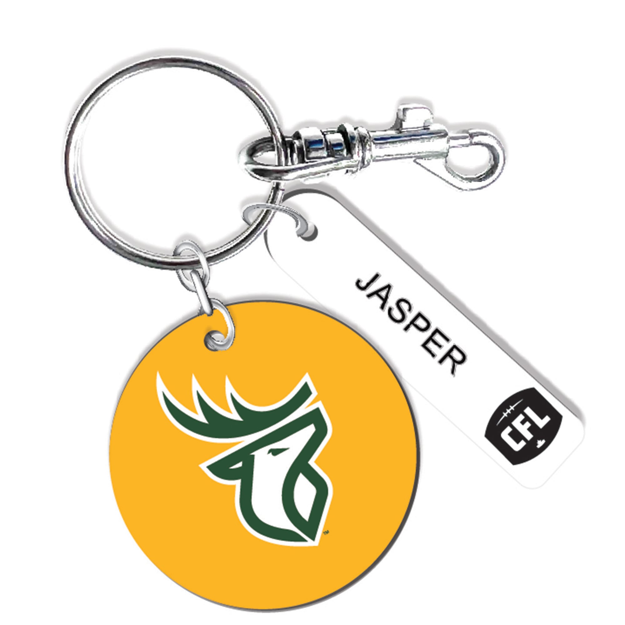 Edmonton Elks Personalized Leather Round Keychain