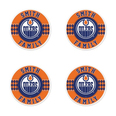Edmonton Oilers 4" Personalized Circular Coasters 4-Pack Set