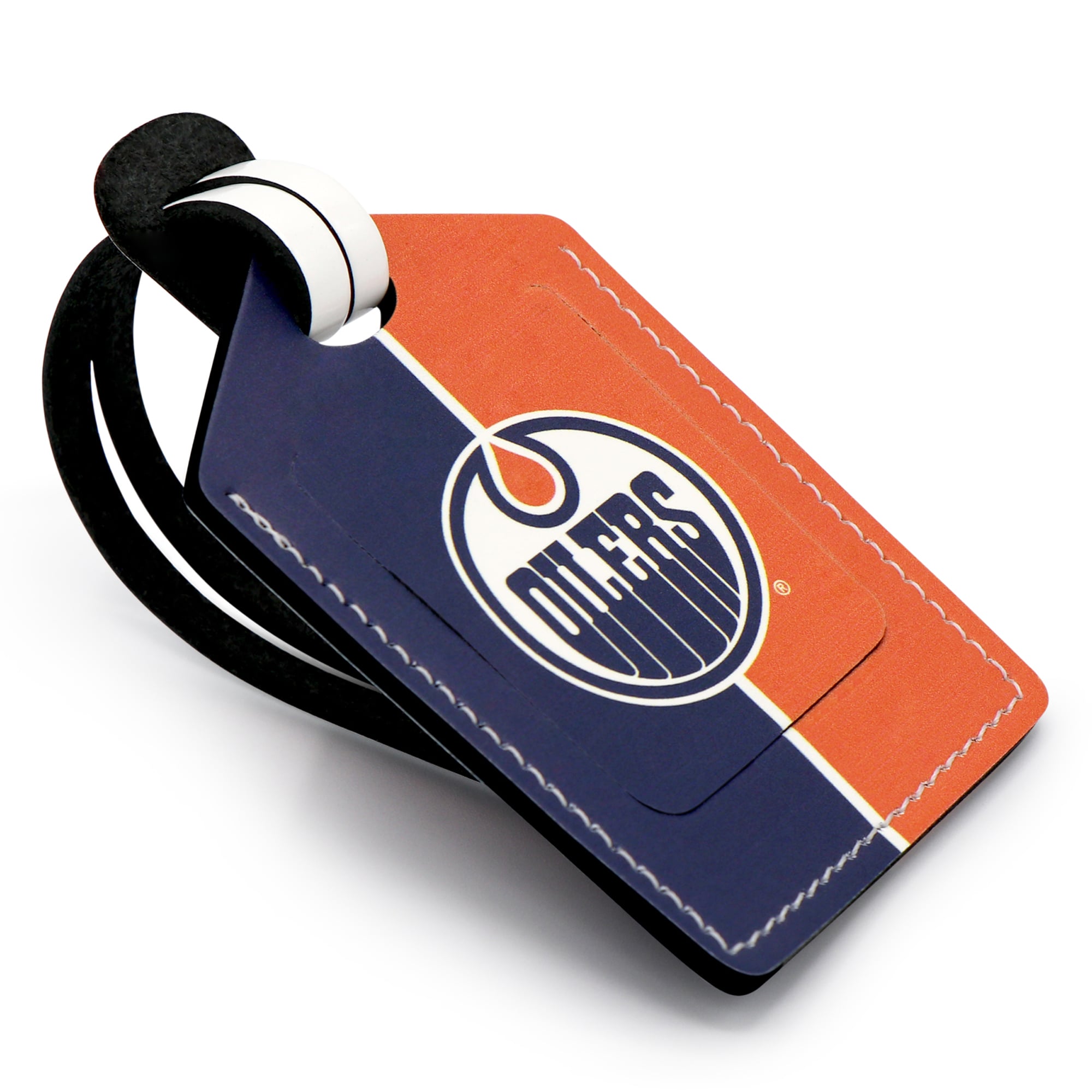 Coffret cadeau trois pièces en cuir des Oilers d'Edmonton avec étiquette personnalisée