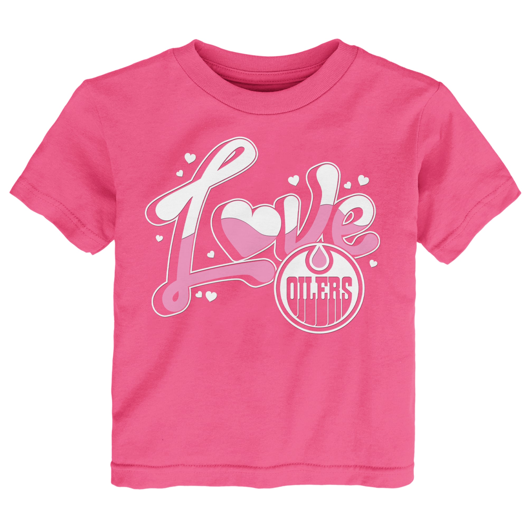 Girls Toddler Outerstuff Pink Edmonton Oilers Team Love T-Shirt