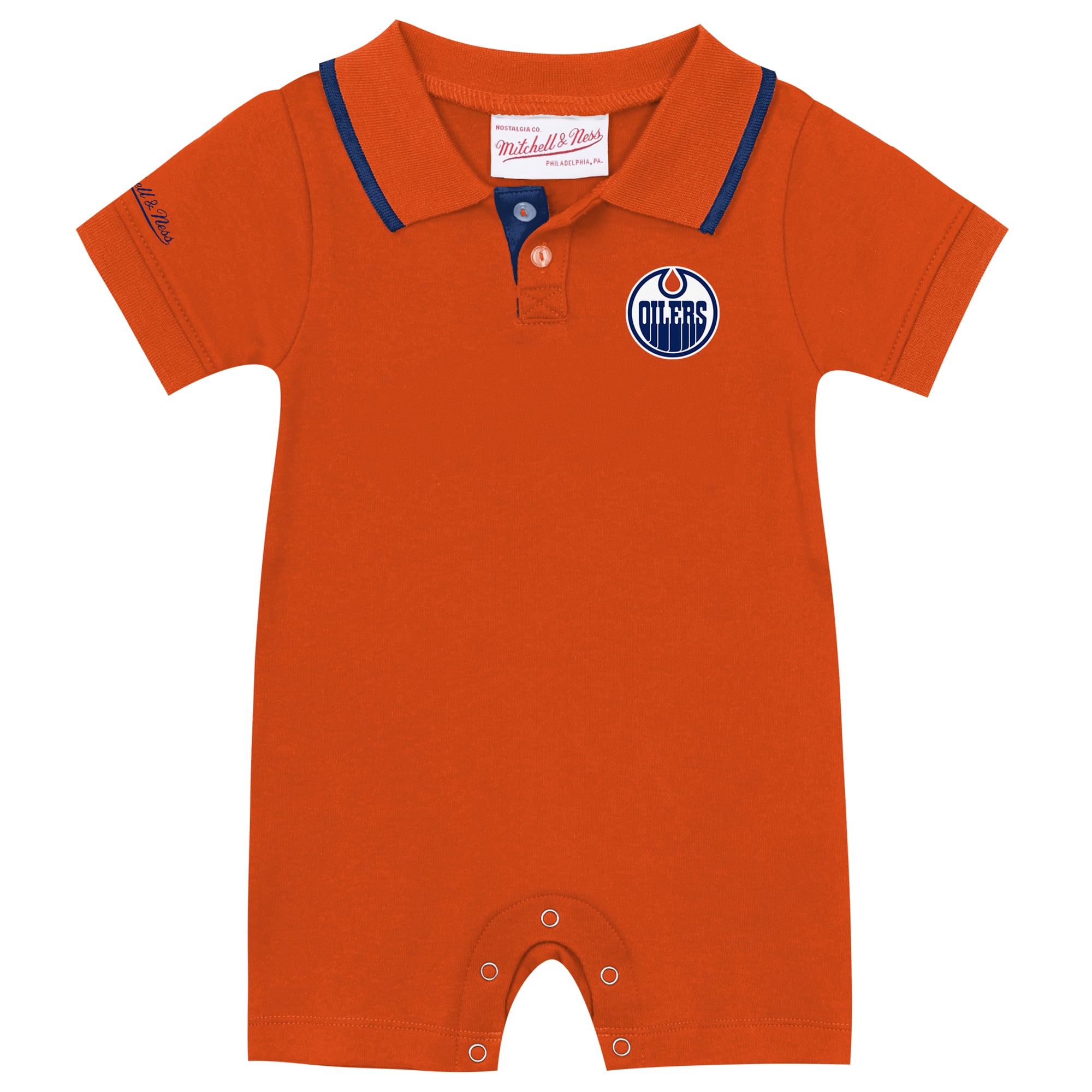 Infant Mitchell & Ness Connor McDavid Orange Edmonton Oilers Retro Roots Player Rugby Romper