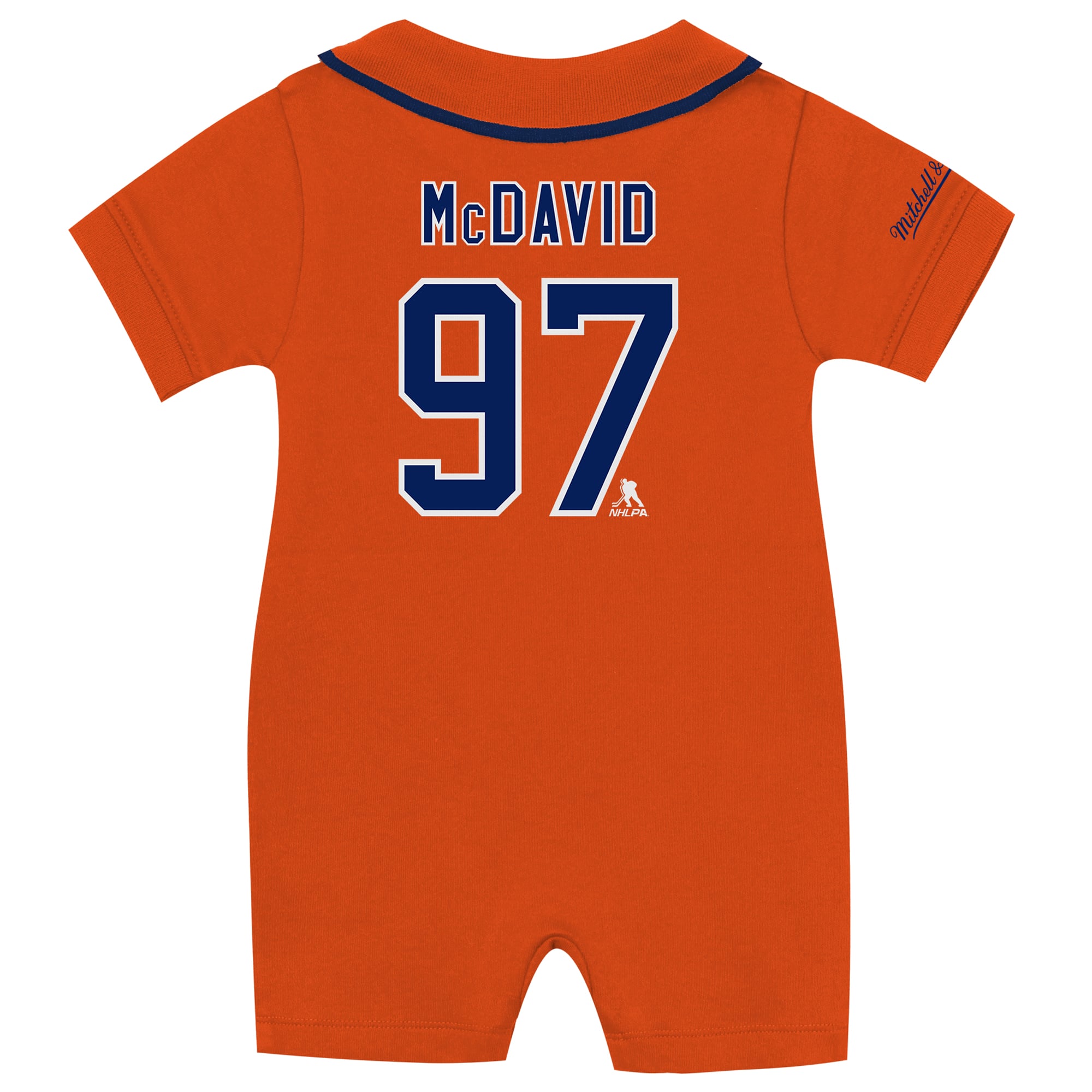 Infant Mitchell & Ness Connor McDavid Orange Edmonton Oilers Retro Roots Player Rugby Romper