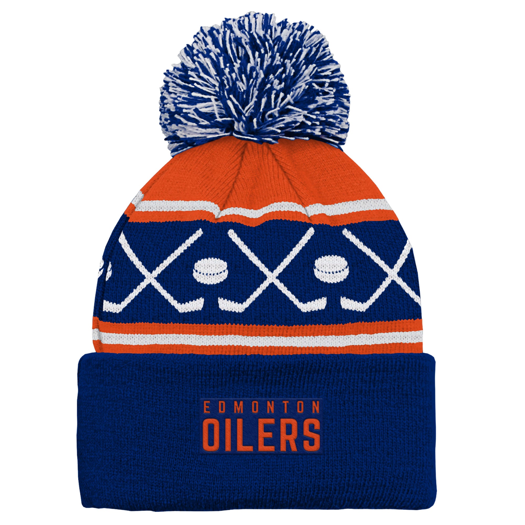 Bonnet en tricot à revers et pompon pour nourrissons Outerstuff Royal Edmonton Oilers Face-Off