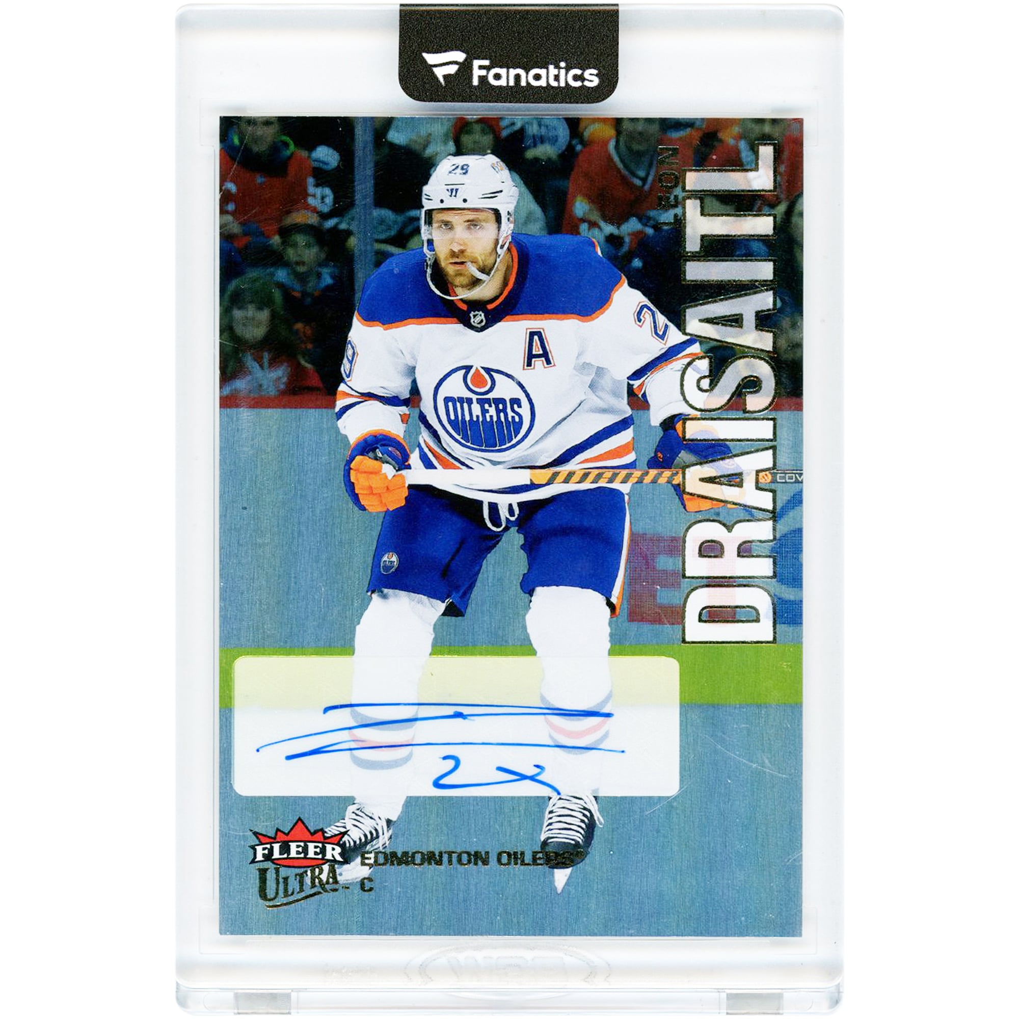 Carte Fleer Ultra n° 14 autographiée de Leon Draisaitl (Oilers d'Edmonton), saison 2022-2023