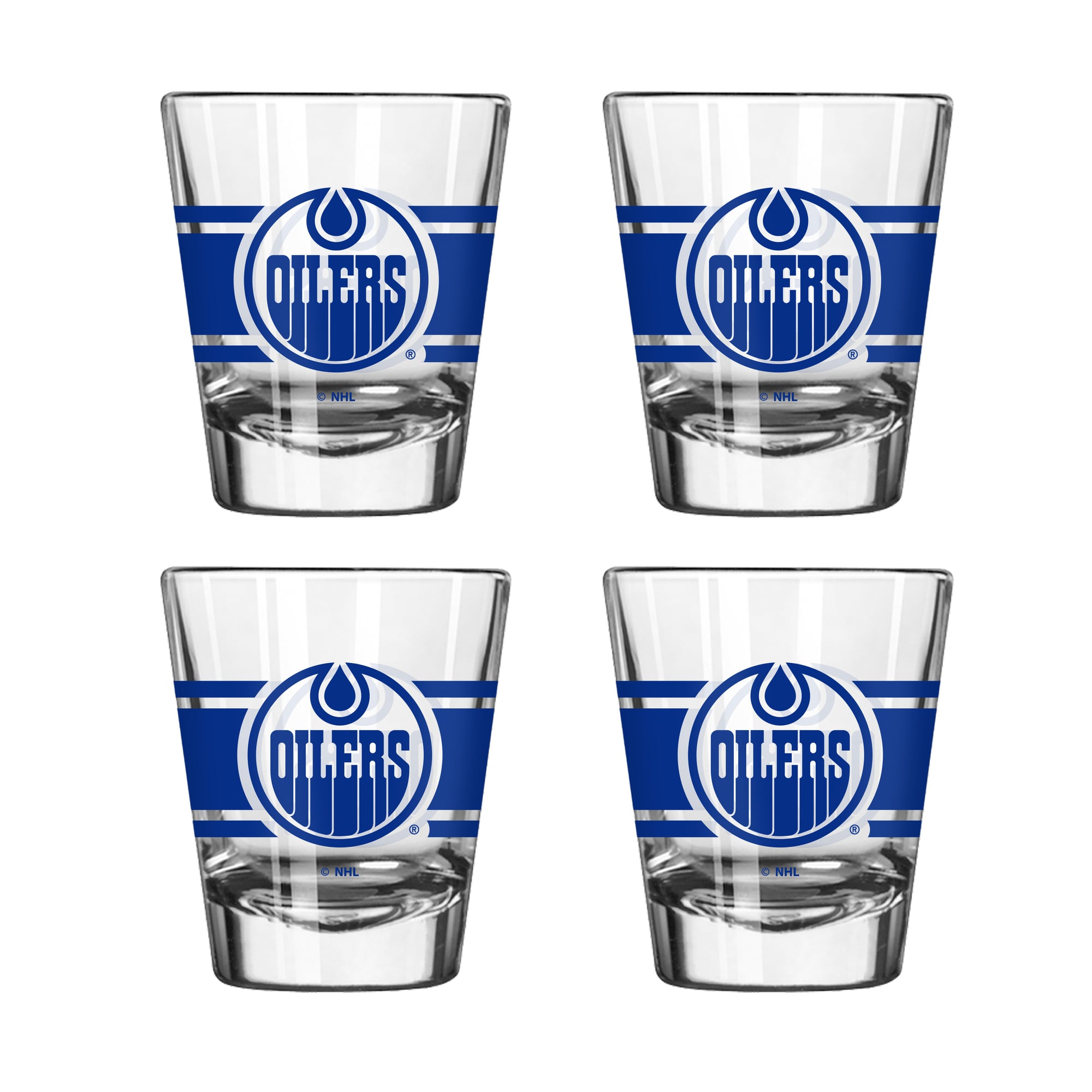Ensemble de quatre verres à liqueur rayés Logo Brands Edmonton Oilers