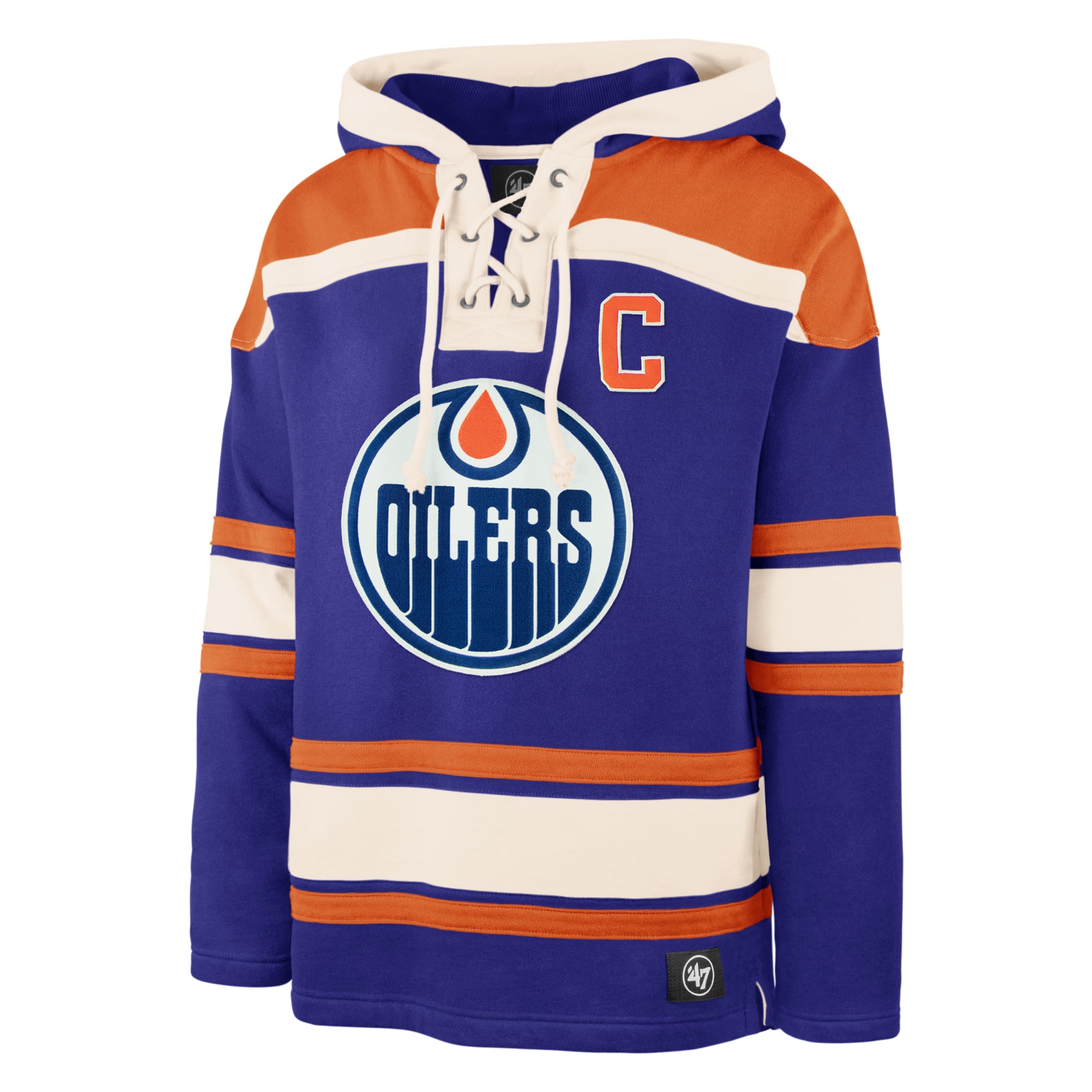Chandail à capuchon avec numéro et nom du joueur '47 Connor McDavid Navy Edmonton Oilers Lacer pour homme