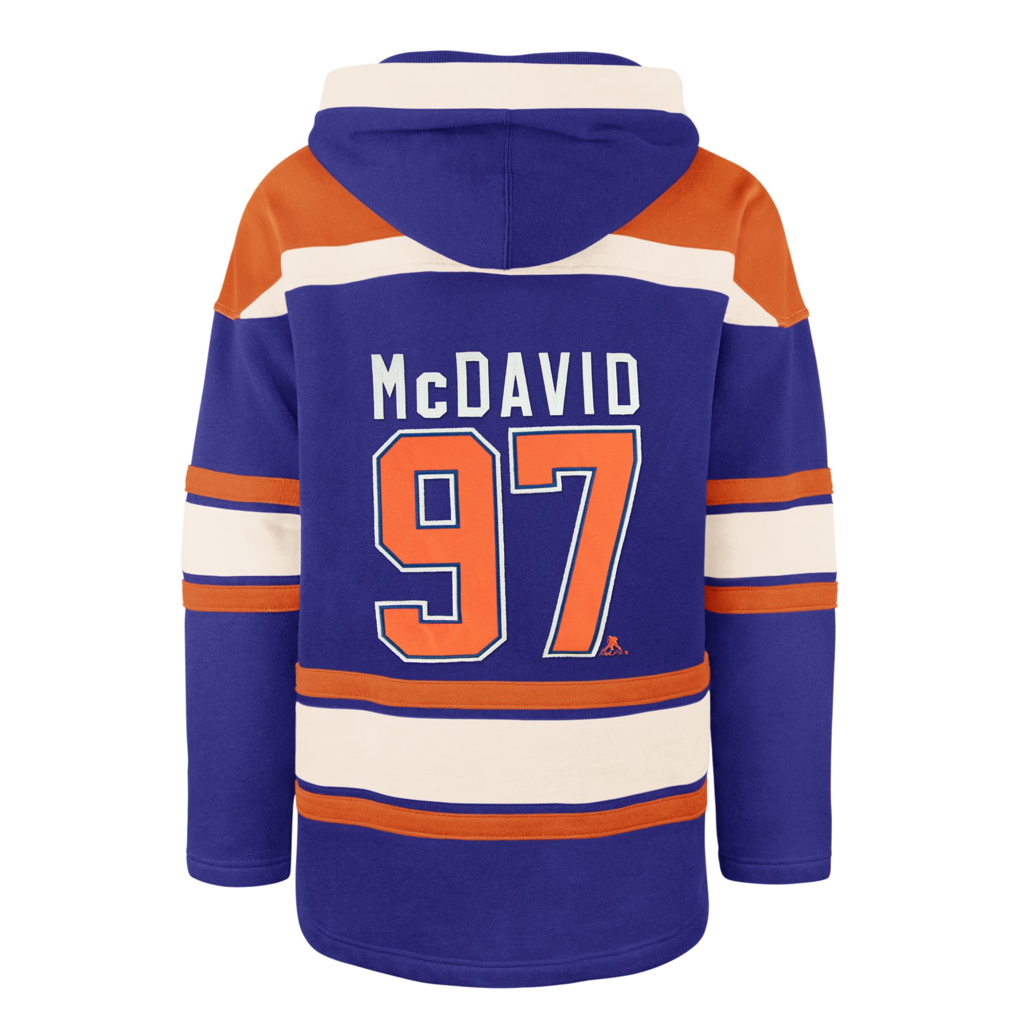Chandail à capuchon avec numéro et nom du joueur '47 Connor McDavid Navy Edmonton Oilers Lacer pour homme