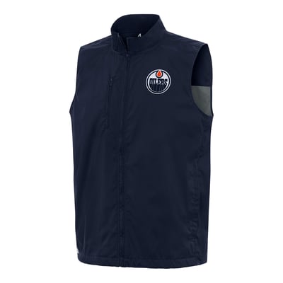  Edmonton Oilers Antigua Brisk Full-Zip Vest - Navy