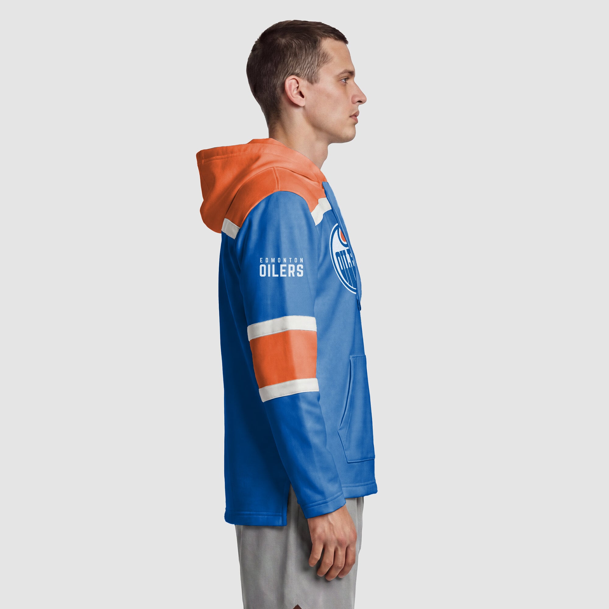 Sweat à capuche en polaire Lacer pour homme, Champion Royal Edmonton Oilers