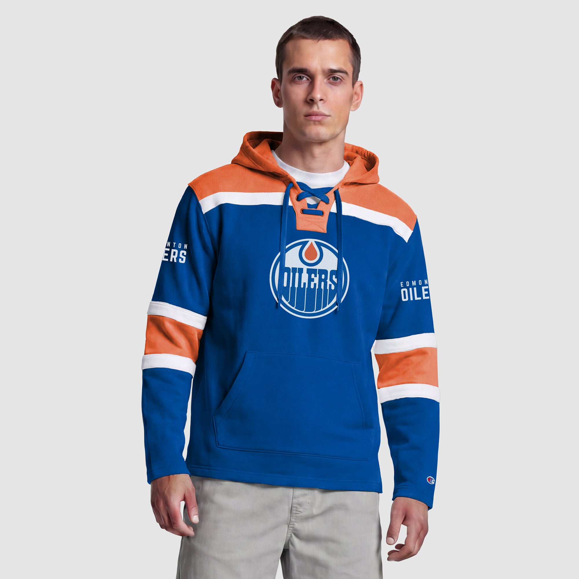 Sweat à capuche en polaire Lacer pour homme, Champion Royal Edmonton Oilers