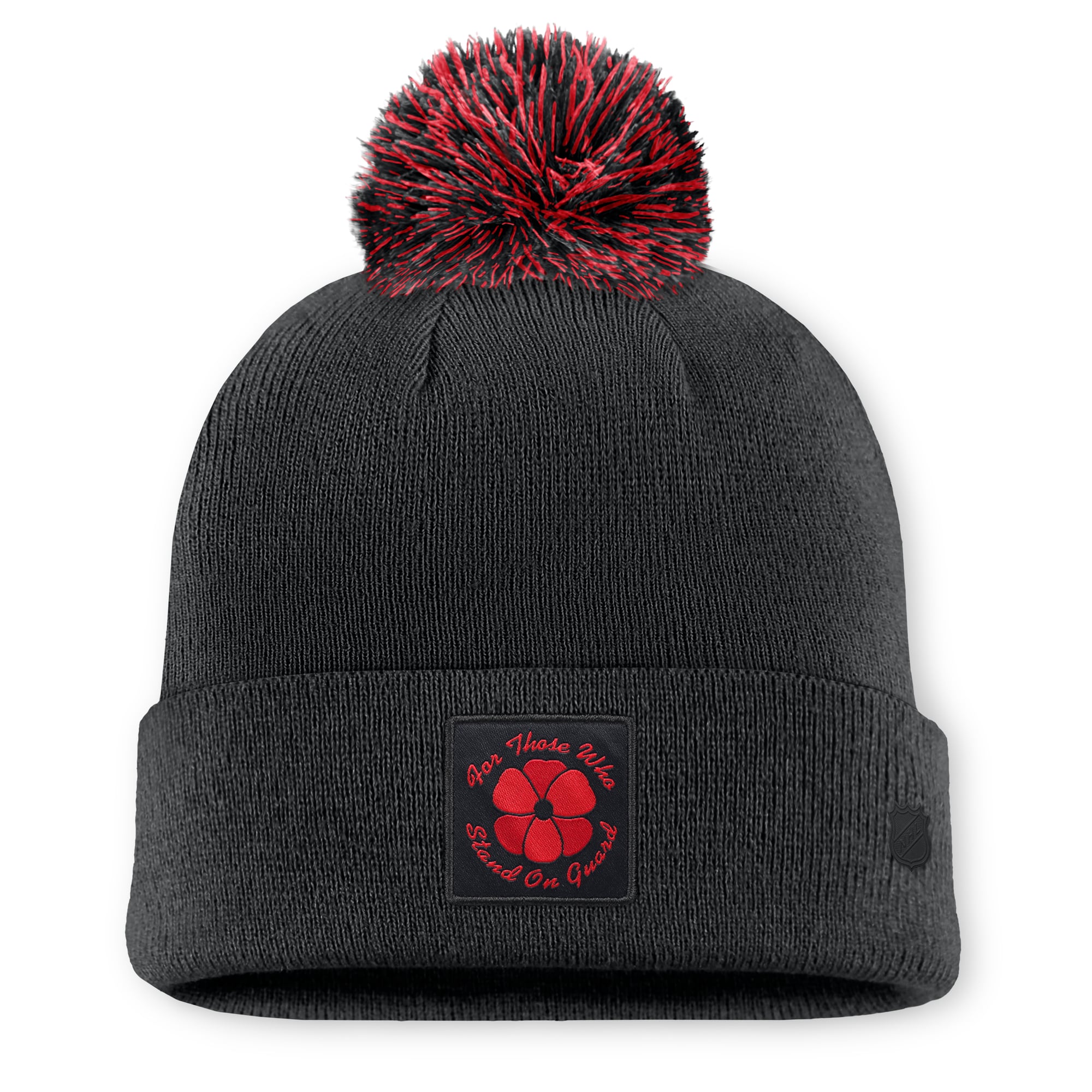 Bonnet authentique Fanatics noir Edmonton Oilers Canada Military Appreciation pour homme, avec pompon