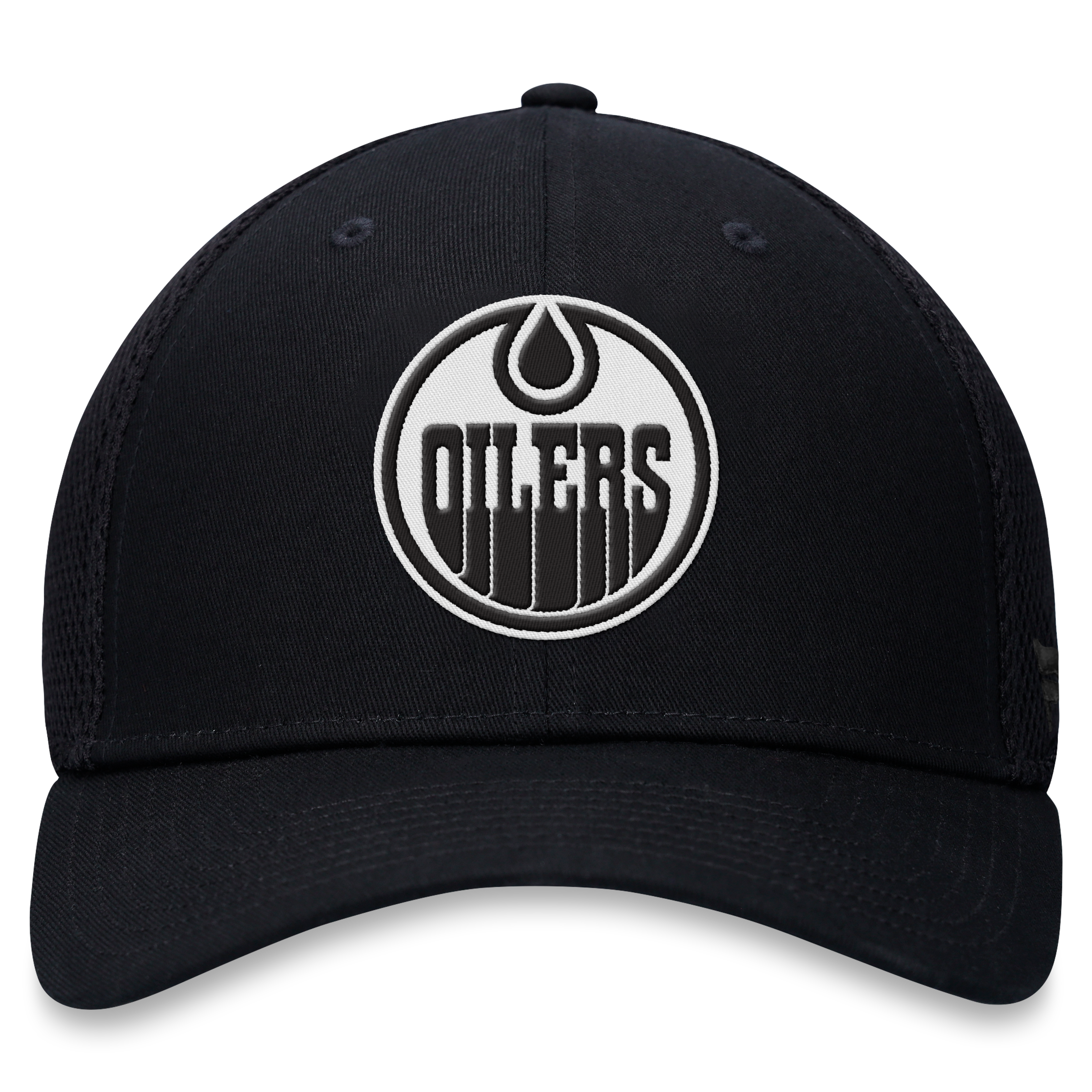 Casquette extensible à dos en maille ton sur Fanatics Black Edmonton Oilers pour homme