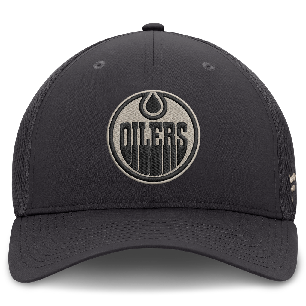 Edmonton Oilers Fanatics Authentic Pro Road Meshback Stretch Hat - Charcoal