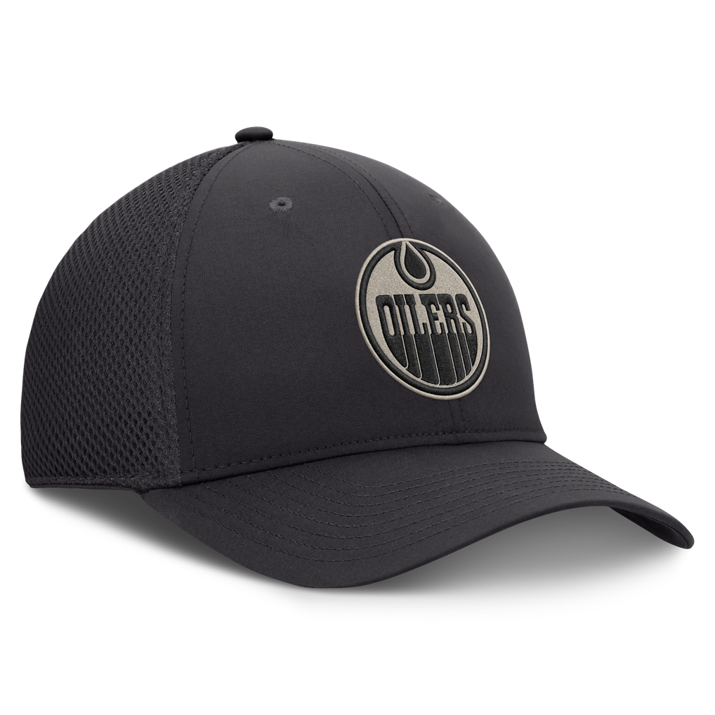 Edmonton Oilers Fanatics Authentic Pro Road Meshback Stretch Hat - Charcoal